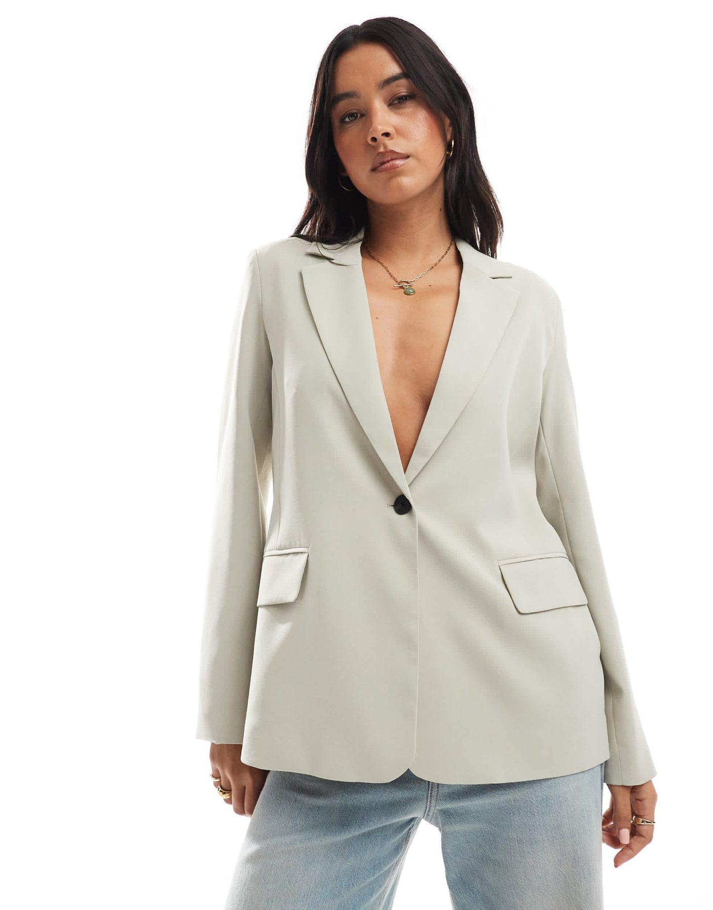 Pull&Bear tailored blazer in ecru - ASOS Sample Sale EU Store