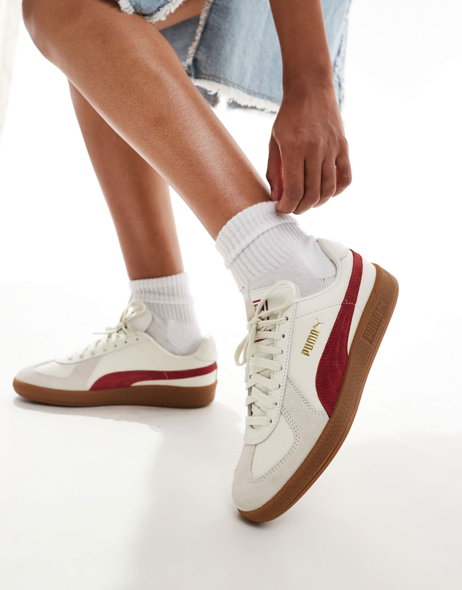 Puma Army trainers in white and burgundy - ASOS Sample Sale EU Store