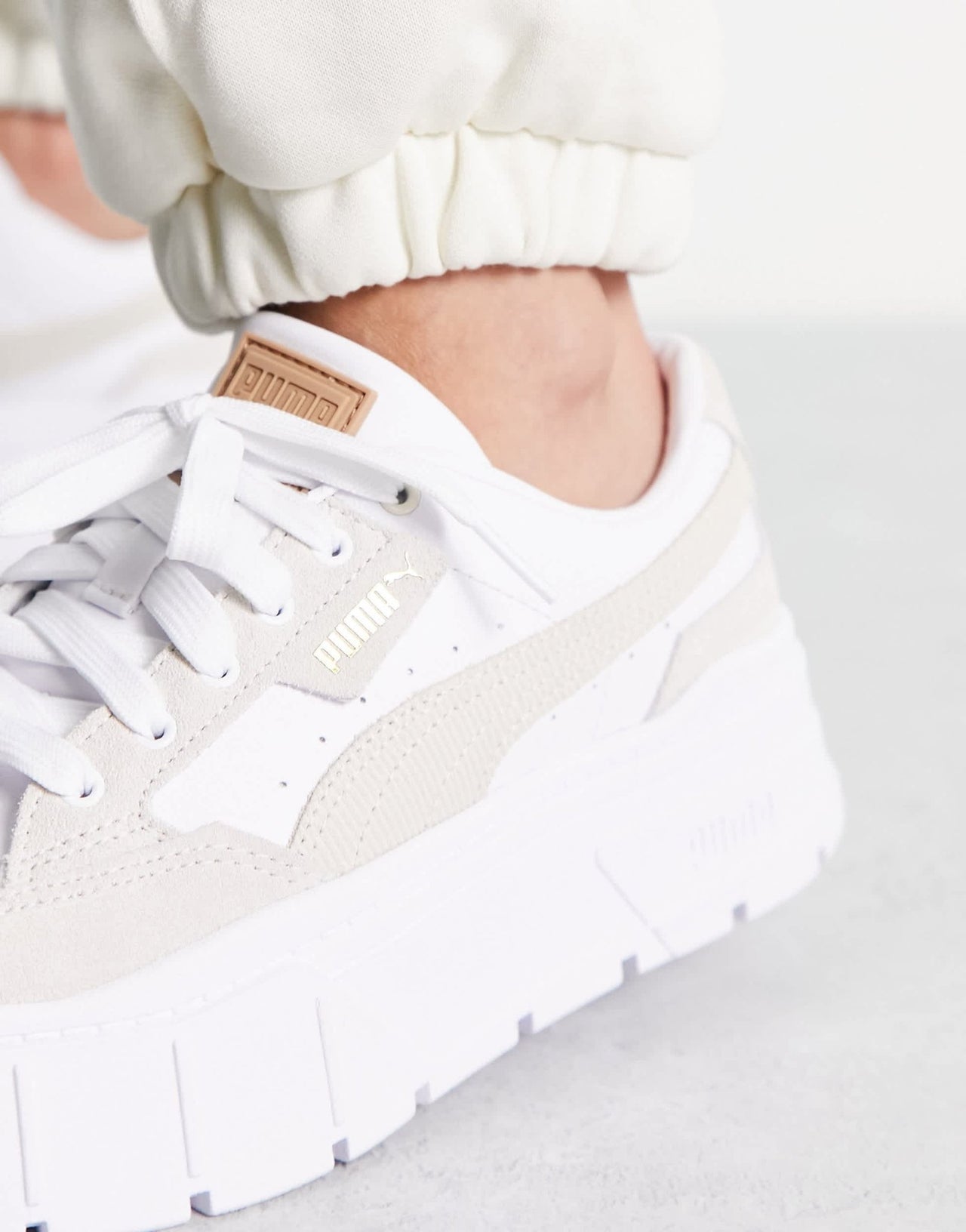 Puma Mayze Stack cord detail trainers in white - WHITE - ASOS Sample Sale EU Store