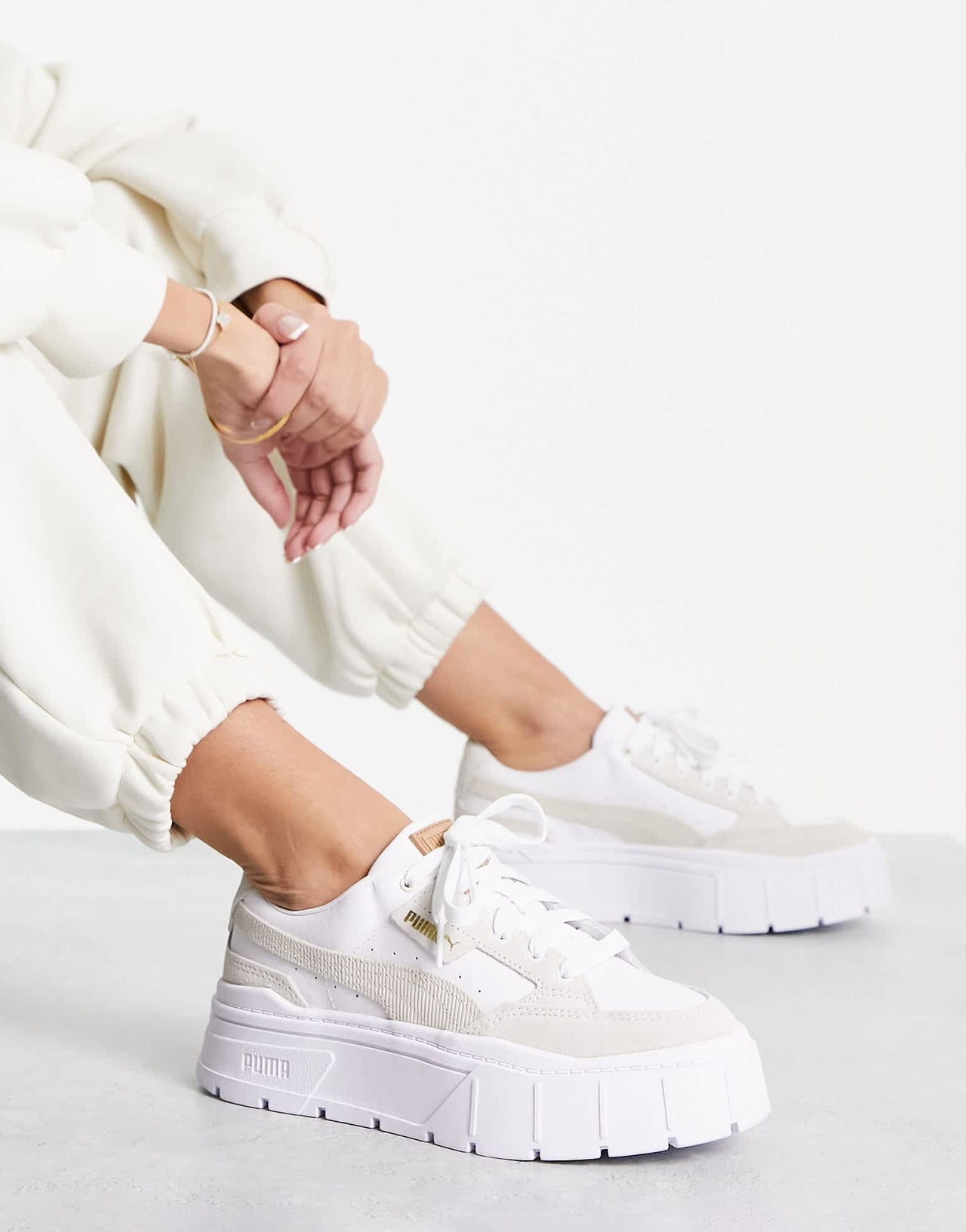 Puma Mayze Stack cord detail trainers in white - WHITE - ASOS Sample Sale EU Store
