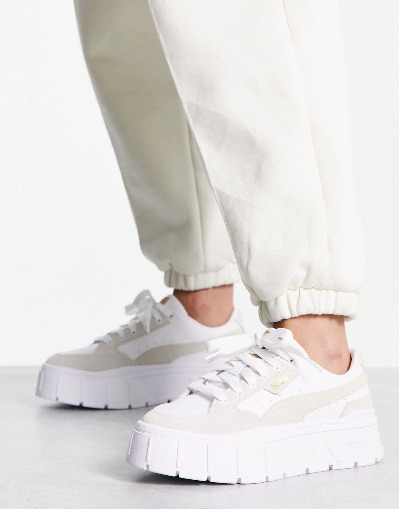 Puma Mayze Stack cord detail trainers in white - WHITE - ASOS Sample Sale EU Store