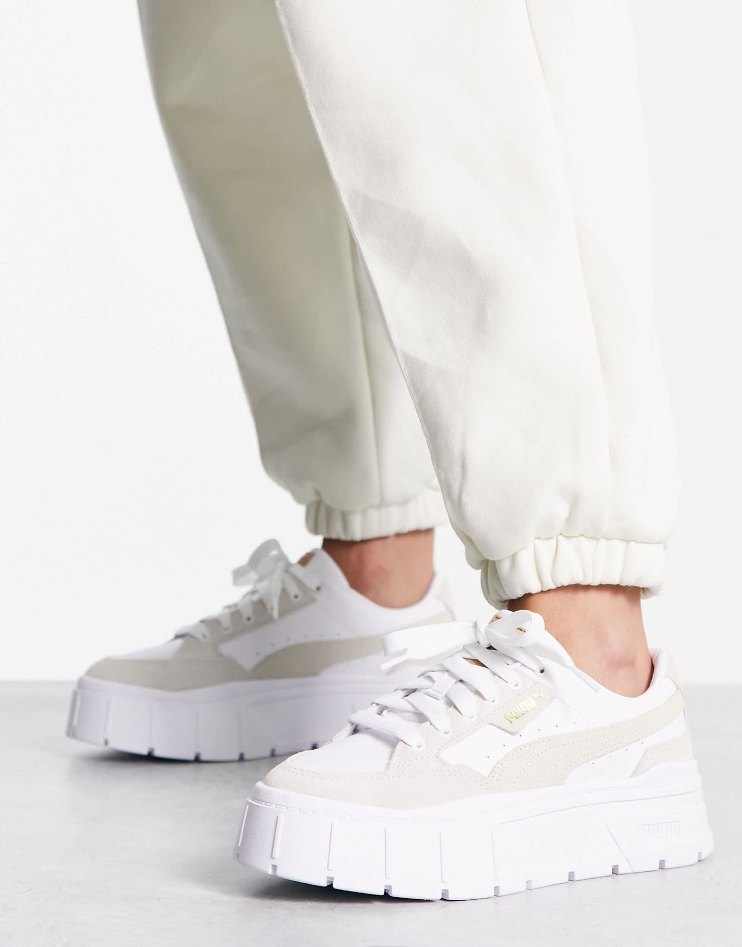 Puma Mayze Stack cord detail trainers in white - WHITE - ASOS Sample Sale EU Store
