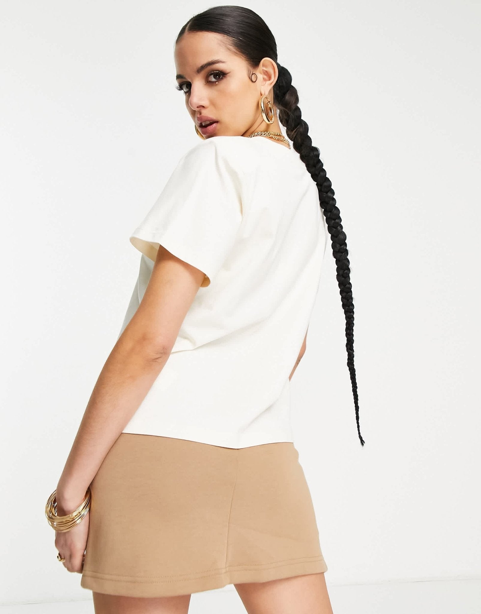 Puma padded shoulder t-shirt in off white - exclusive to asos - ASOS Sample Sale EU Store