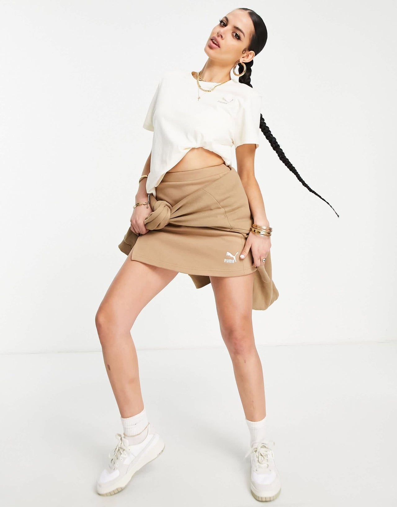 Puma padded shoulder t-shirt in off white - exclusive to asos - ASOS Sample Sale EU Store
