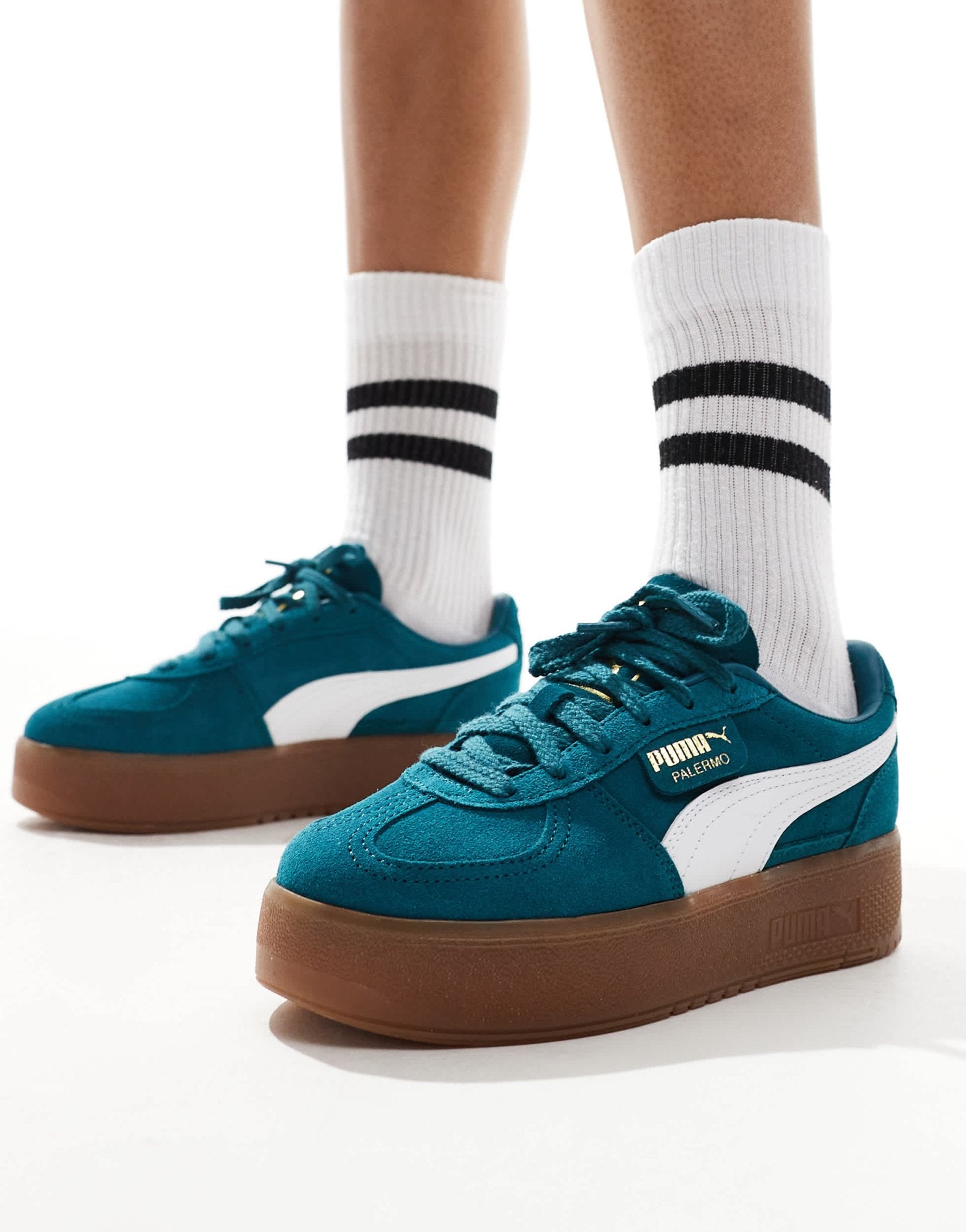 Puma Palermo Platform trainers in green - ASOS Sample Sale EU Store