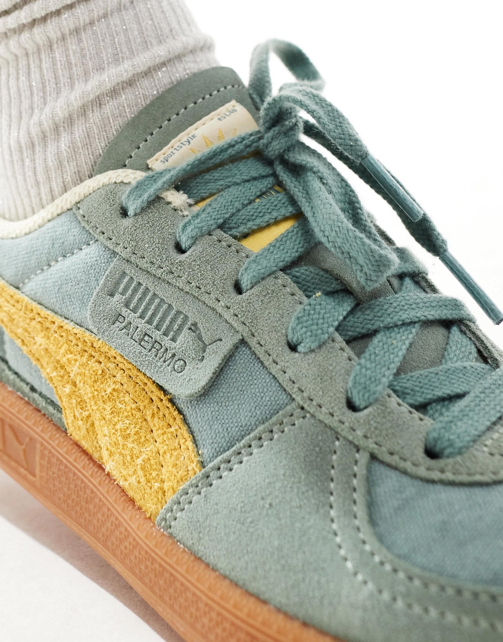 Puma Palermo trainers in washed green - ASOS Sample Sale EU Store