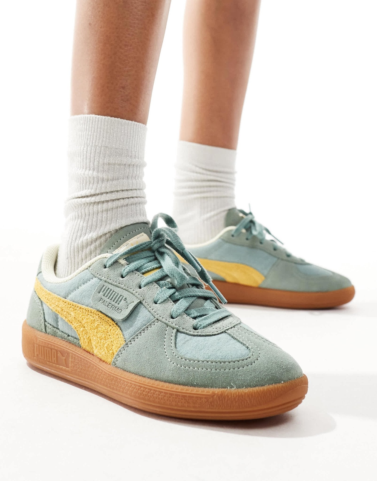 Puma Palermo trainers in washed green - ASOS Sample Sale EU Store