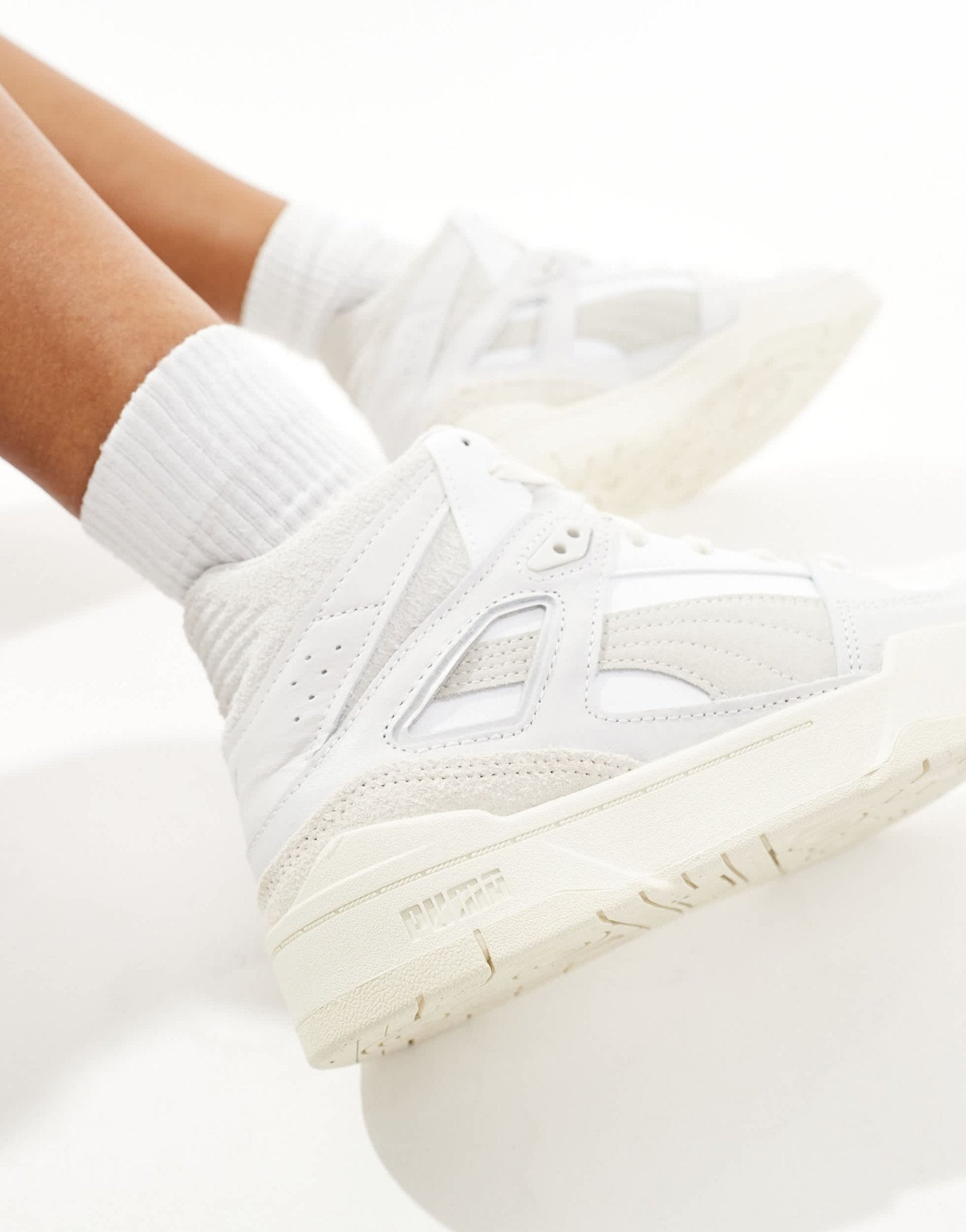 Puma Slipstream Mid textured neutral trainers in white and feather grey - ASOS Sample Sale EU Store
