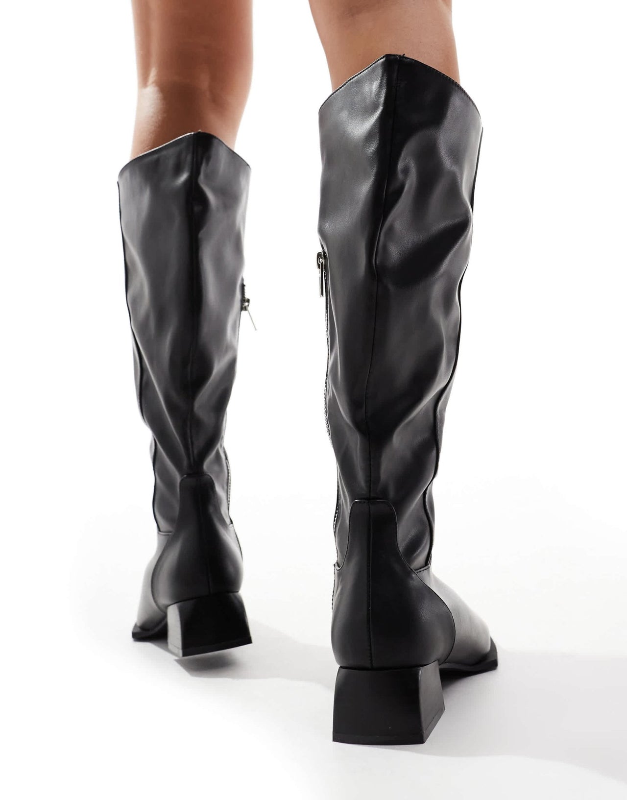RAID Wide Fit Elixir knee boots with square toe in black - ASOS Sample Sale EU Store
