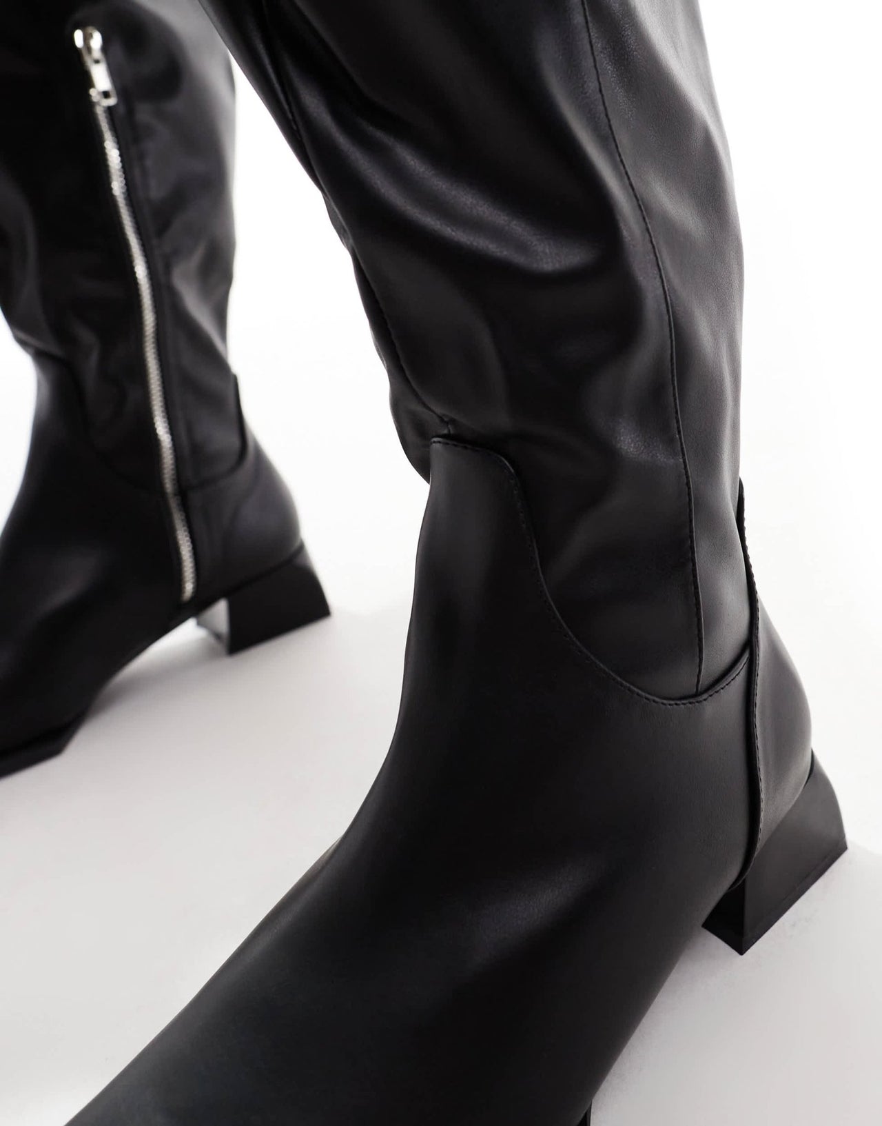 RAID Wide Fit Elixir knee boots with square toe in black - ASOS Sample Sale EU Store