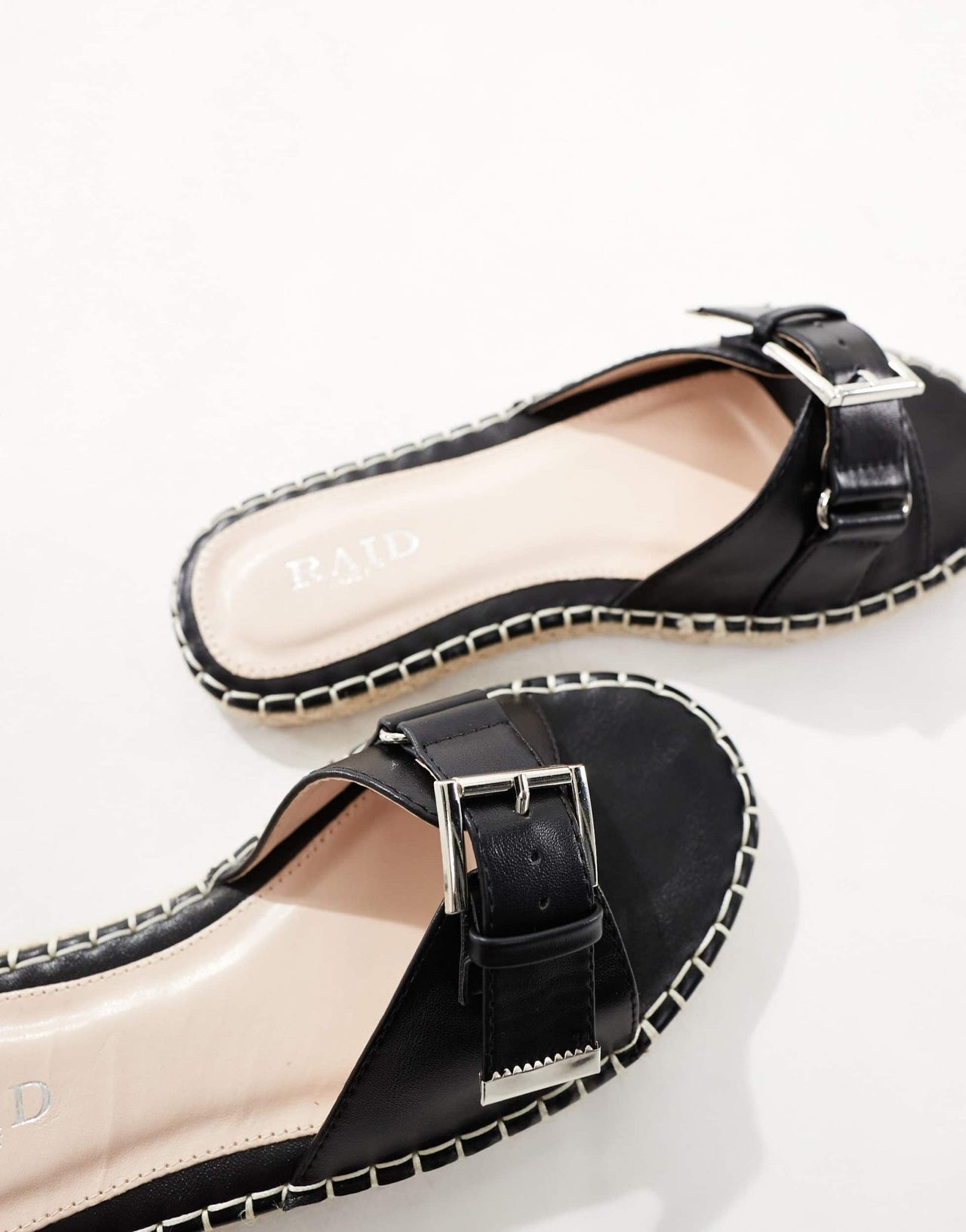 RAID Wide Fit Ruheen flat espadrille sandals in black - ASOS Sample Sale EU Store