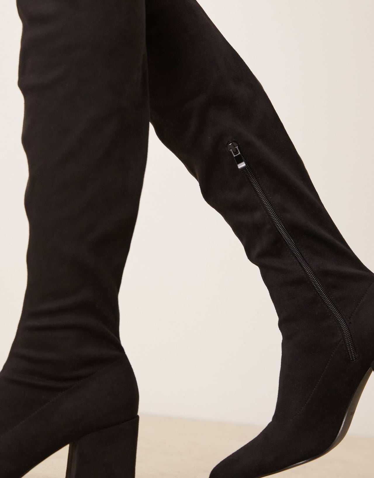 RAID Wide Fit Rykiel block heel over the knee boots in black - ASOS Sample Sale EU Store
