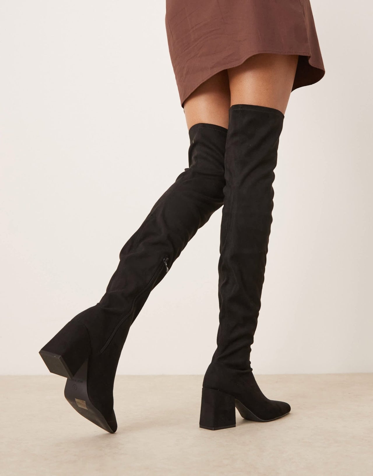 RAID Wide Fit Rykiel block heel over the knee boots in black - ASOS Sample Sale EU Store