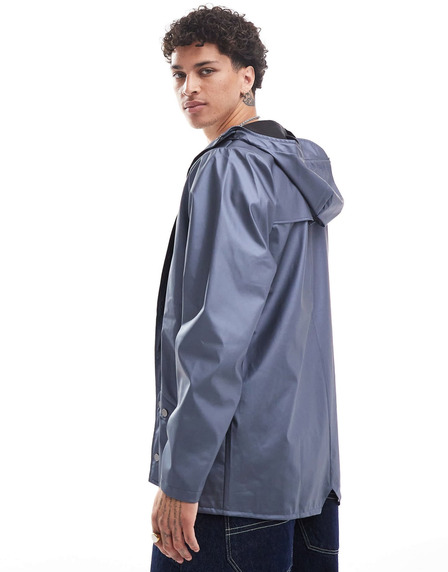 Rains 12010 waterproof short jacket in shiny blue - ASOS Sample Sale EU Store