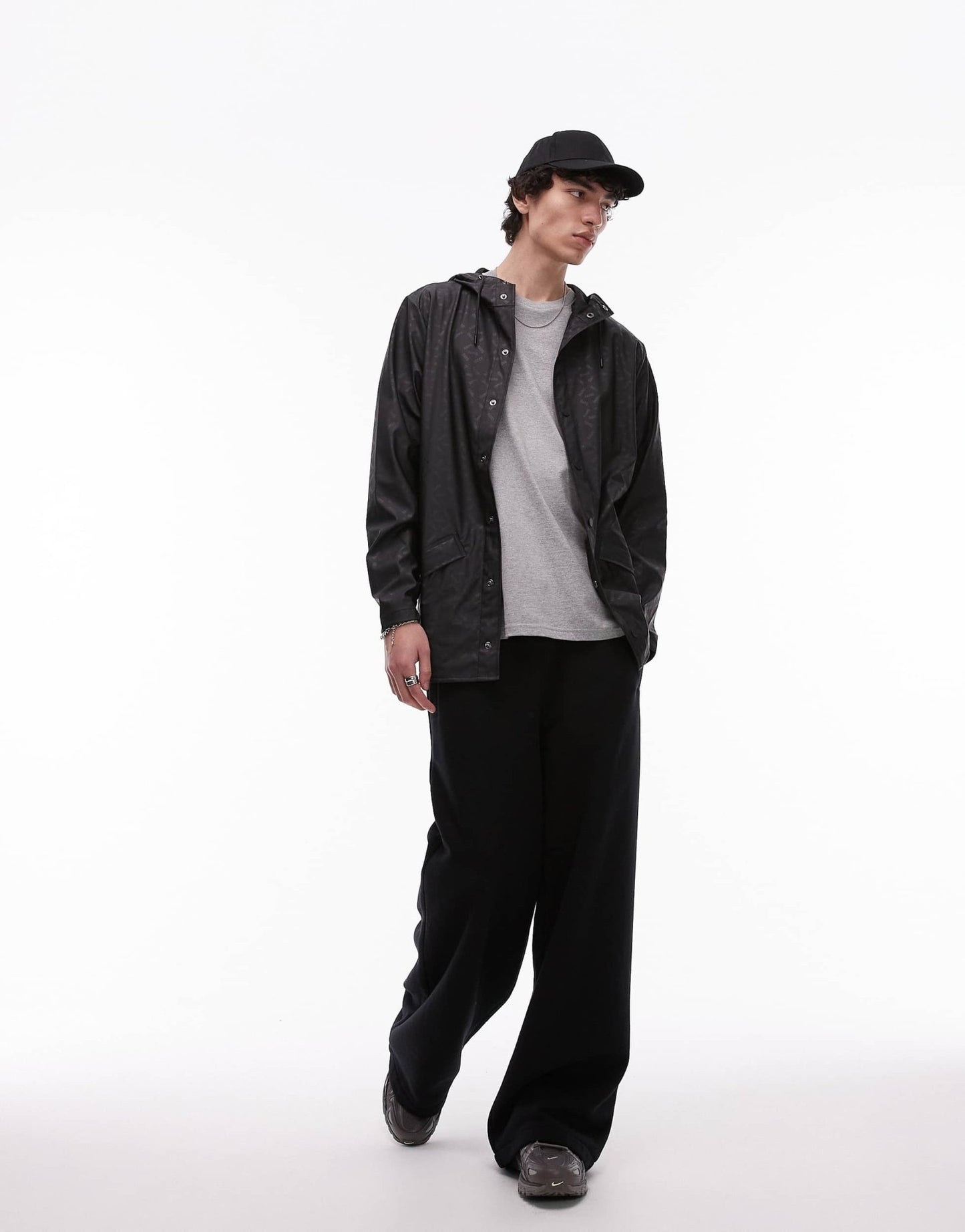 Rains 12010 waterproof short jacket with tonal logo in black - ASOS Sample Sale EU Store