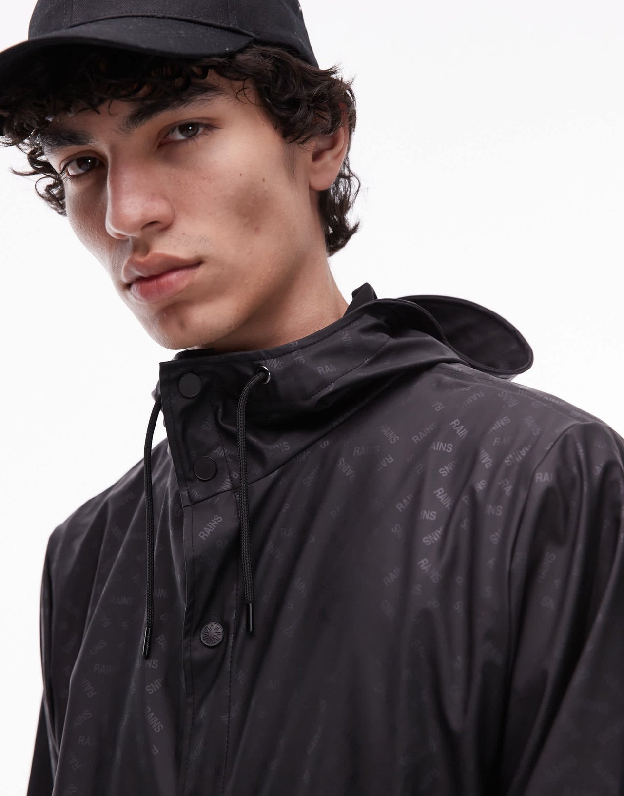 Rains 12010 waterproof short jacket with tonal logo in black - ASOS Sample Sale EU Store