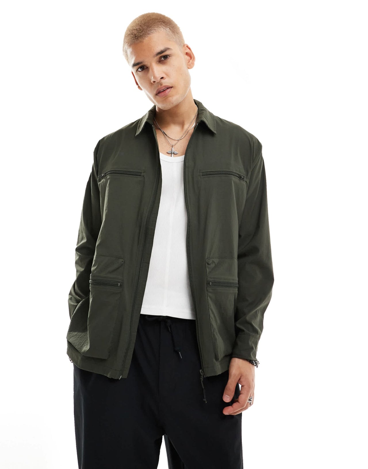Rains Tomar stretch ripstop utility overshirt in dark green - ASOS Sample Sale EU Store