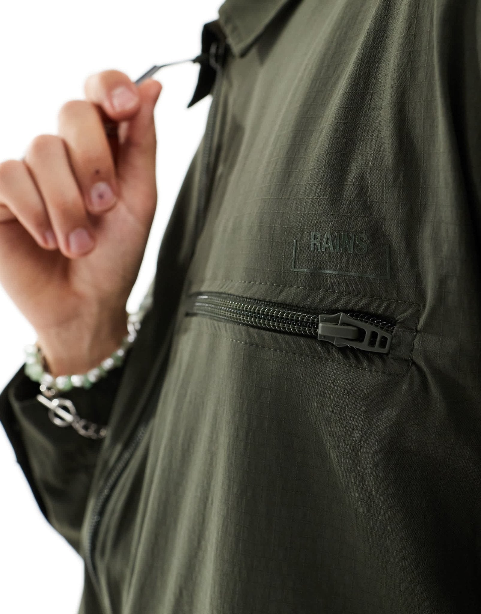 Rains Tomar stretch ripstop utility overshirt in dark green - ASOS Sample Sale EU Store