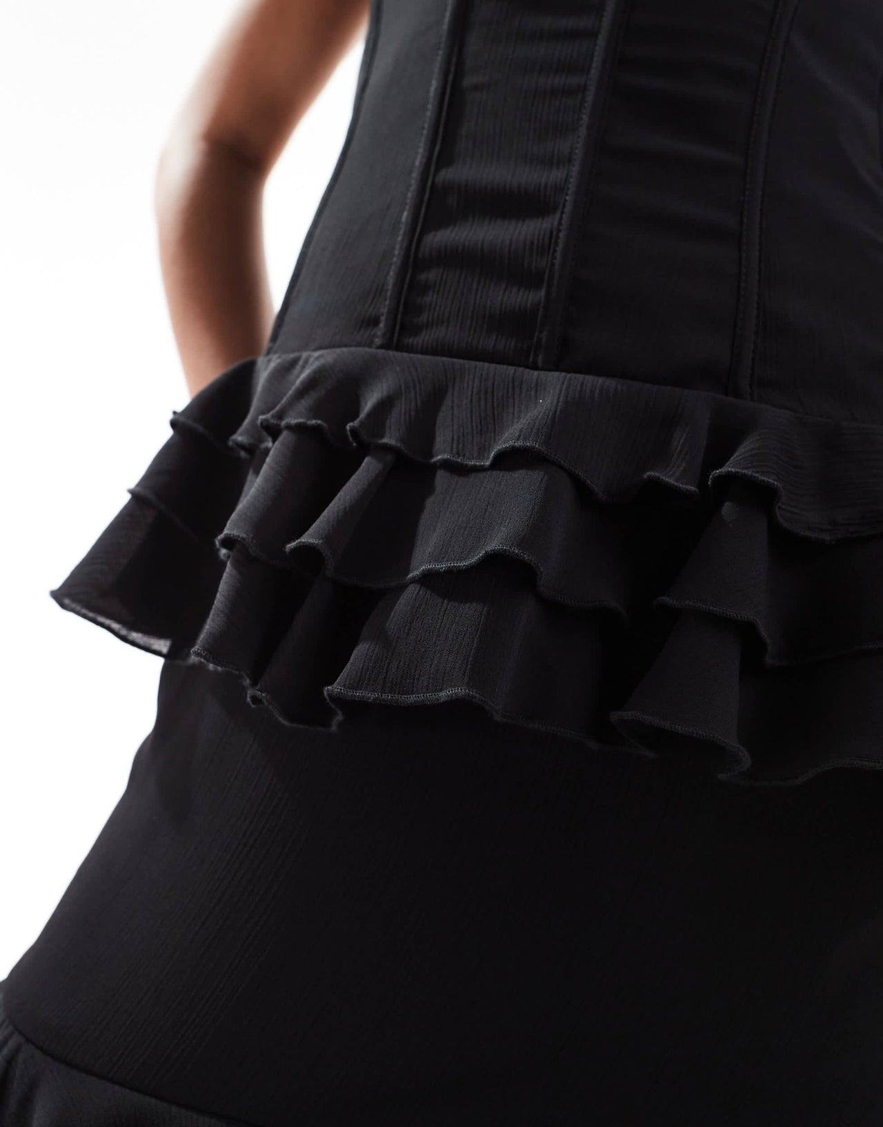 Rare London corset cami maxi dress with chiffon tiered skirt in black - ASOS Sample Sale EU Store