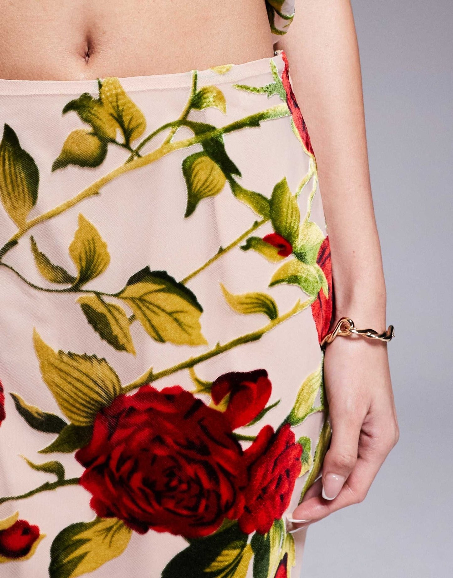 Rare London maxi skirt co - ord in beige rose print - ASOS Sample Sale EU Store