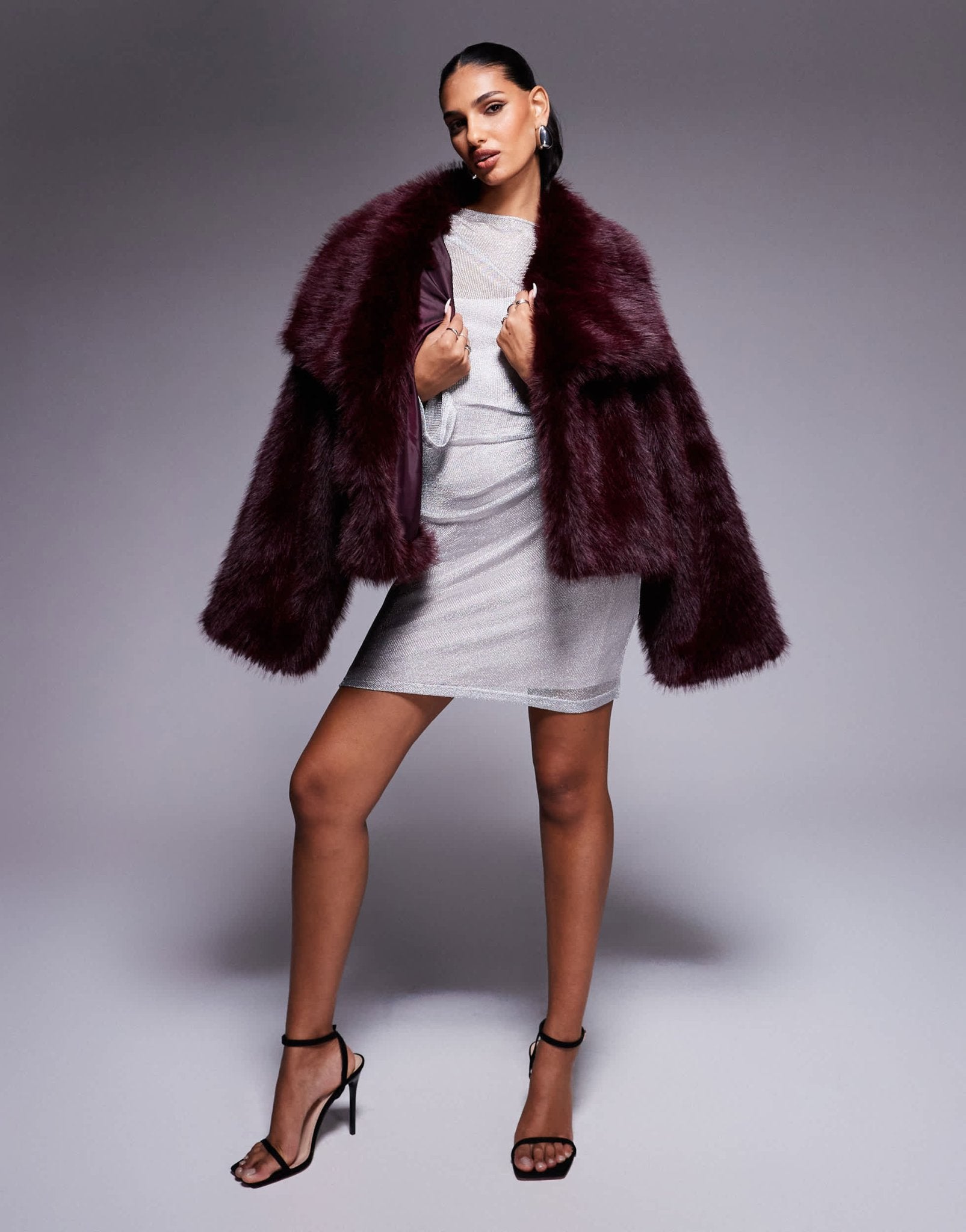 Rare London metallic knit flared sleeve mini dress in silver - ASOS Sample Sale EU Store