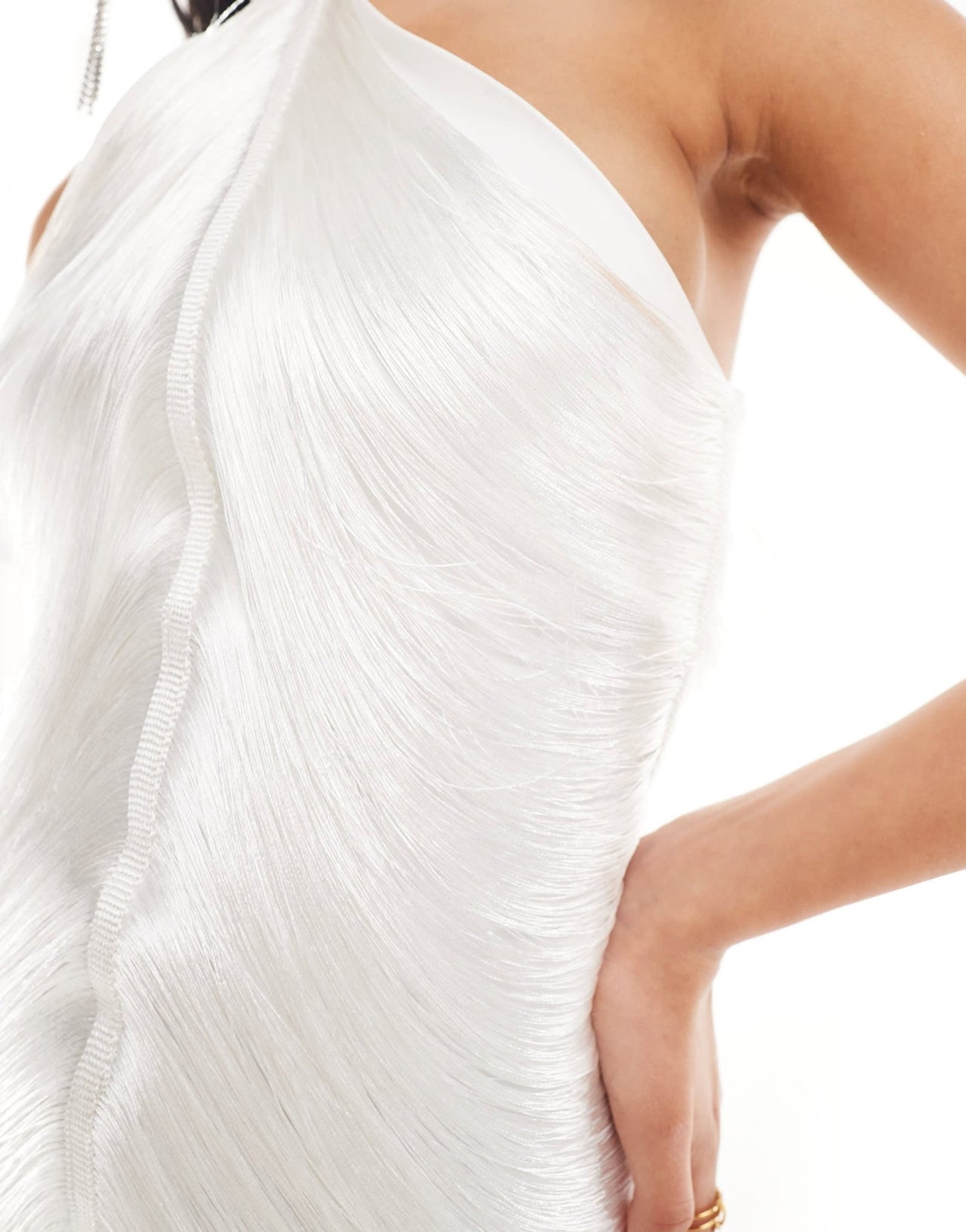 Rare London Premium fringe detail halterneck mini dress in white - ASOS Sample Sale EU Store