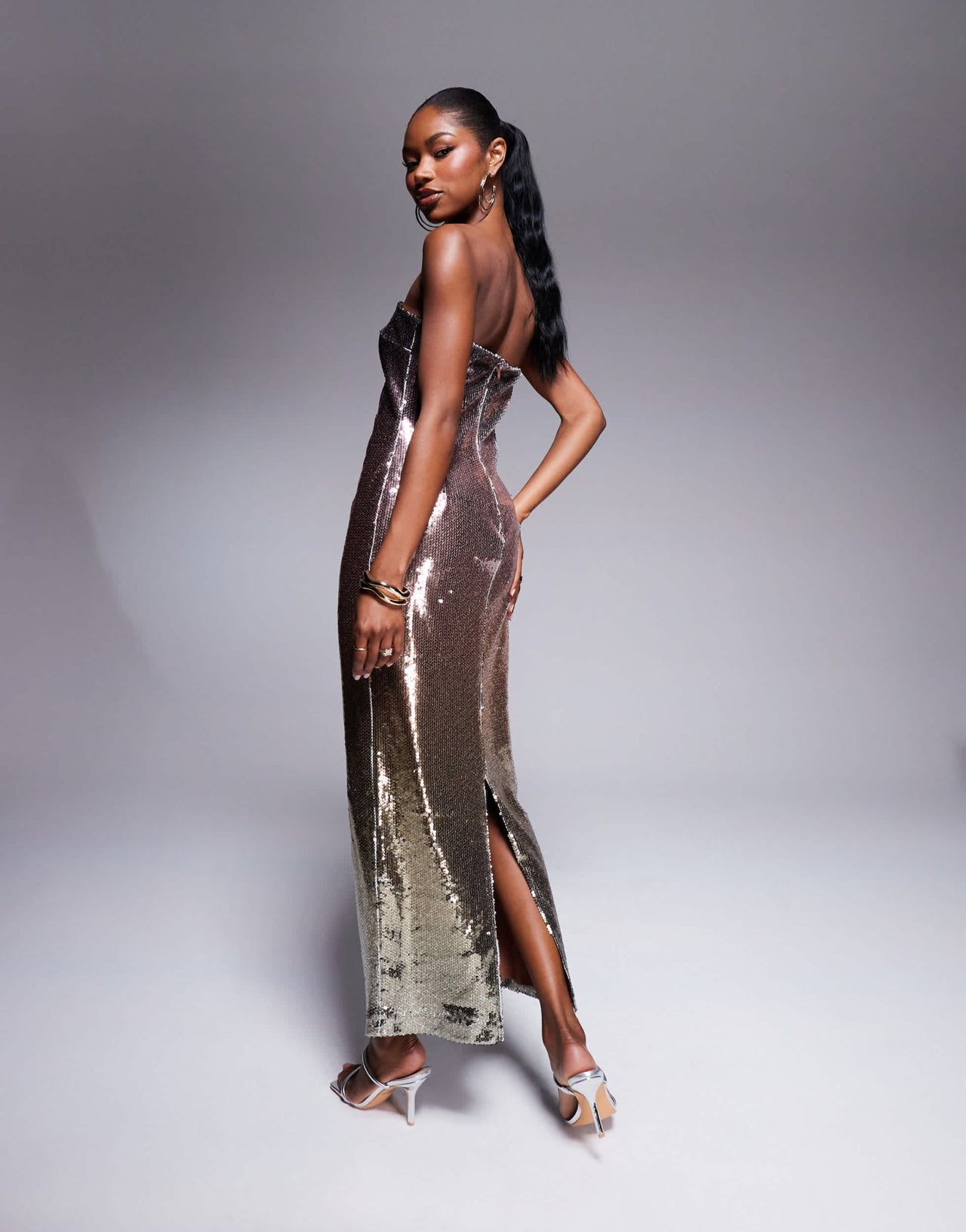 Rare London sequin bandeau bodycon maxi dress in metallic ombre - ASOS Sample Sale EU Store