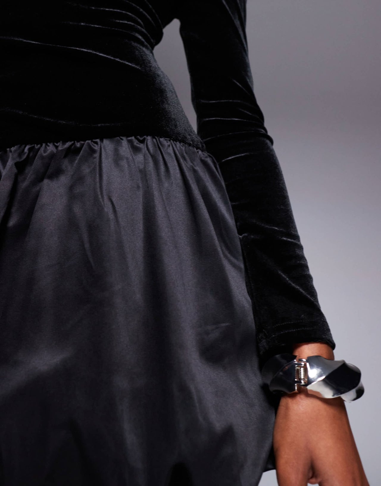 Rare London velvet bubble hem mini dress in black - ASOS Sample Sale EU Store