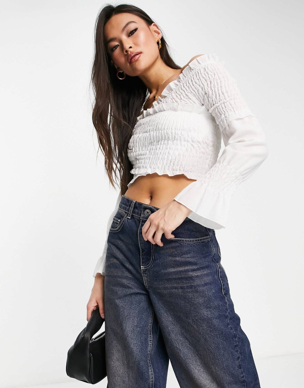 Rebellious Fashion shirred wrap over bardot crop top in white - ASOS Sample Sale EU Store