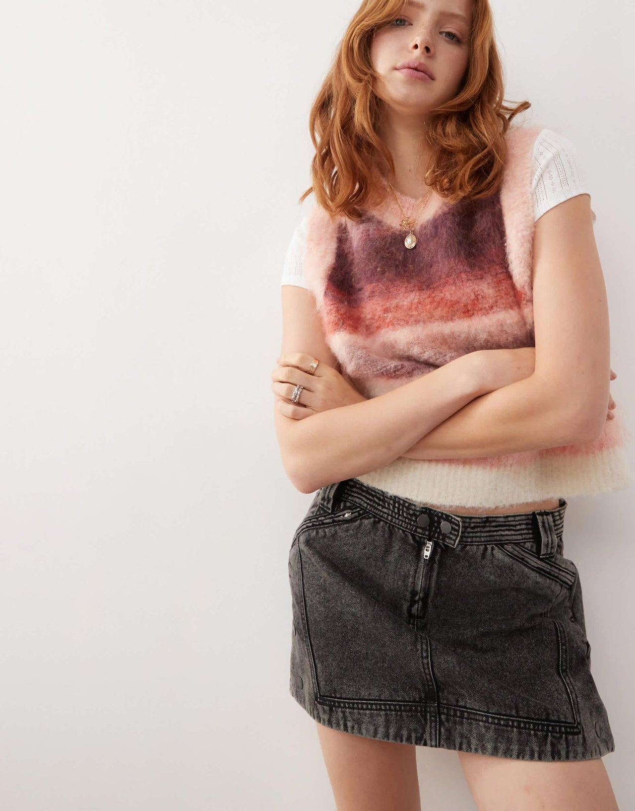 Reclaimed Vintage a - line denim mini skirt in washed charcoal - ASOS Sample Sale EU Store
