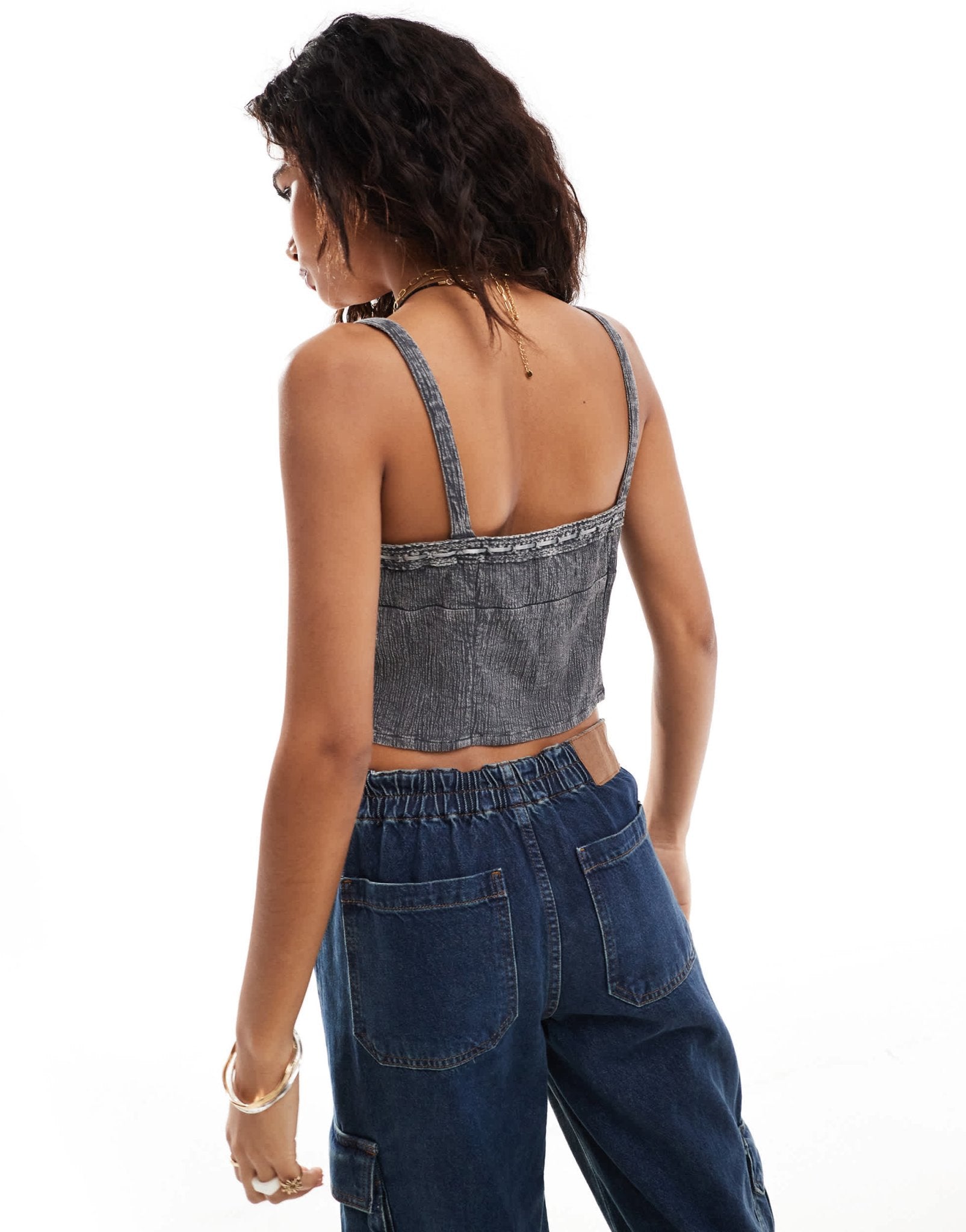 Reclaimed Vintage cami top with embroidery in grey - ASOS Sample Sale EU Store