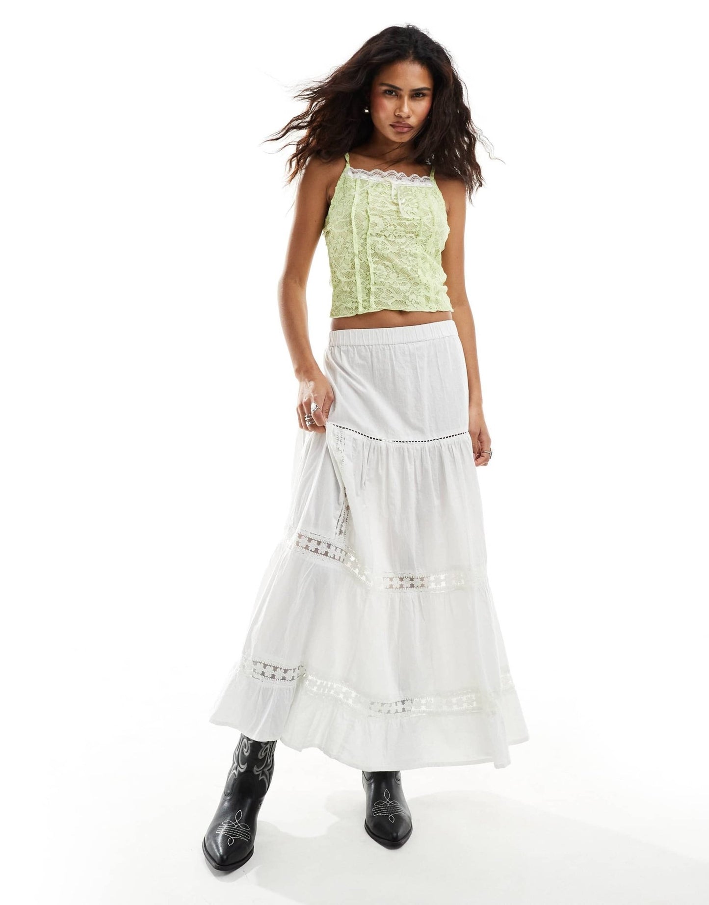 Reclaimed Vintage coquette lace cami in lime - ASOS Sample Sale EU Store