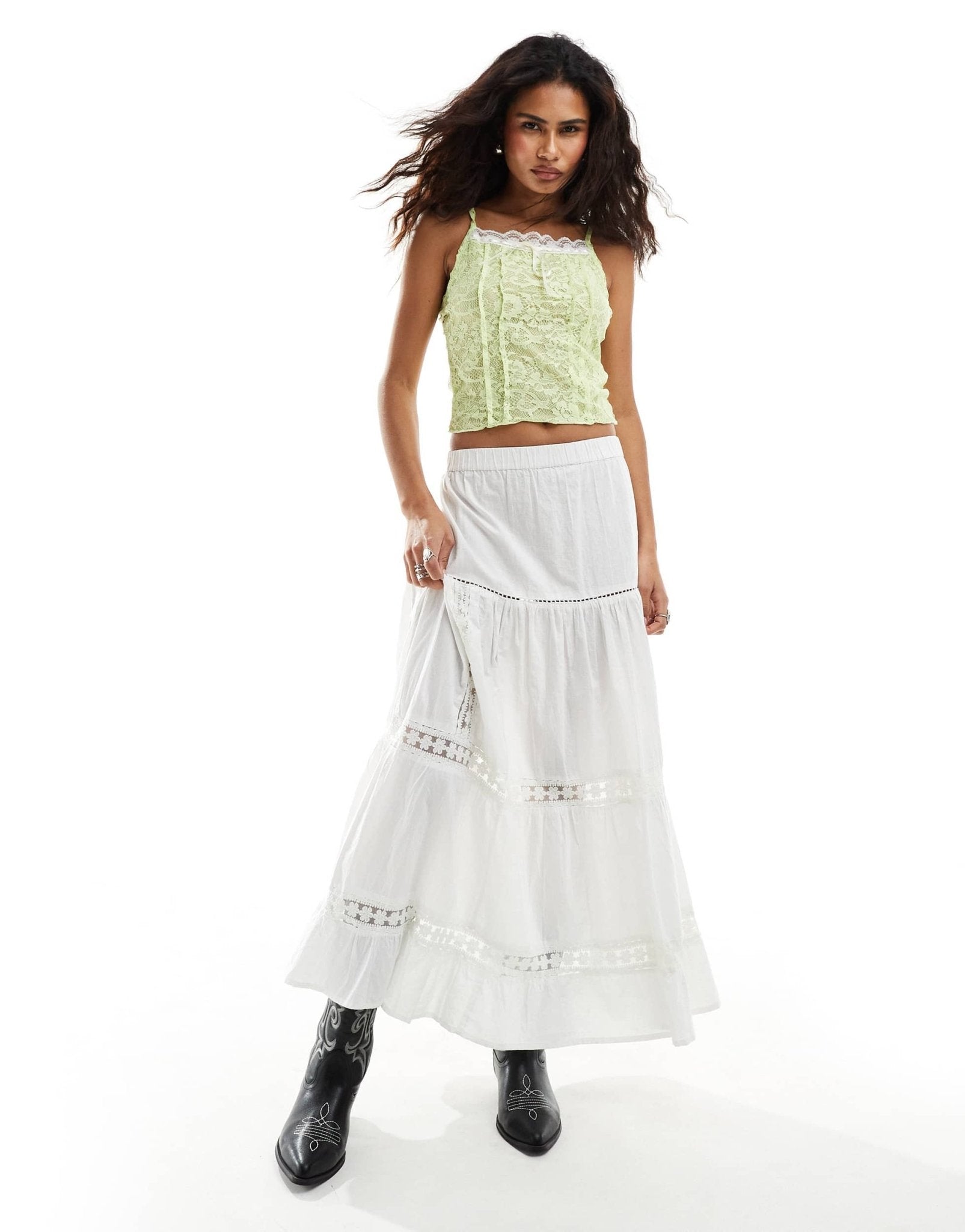 Reclaimed Vintage coquette lace cami in lime - ASOS Sample Sale EU Store
