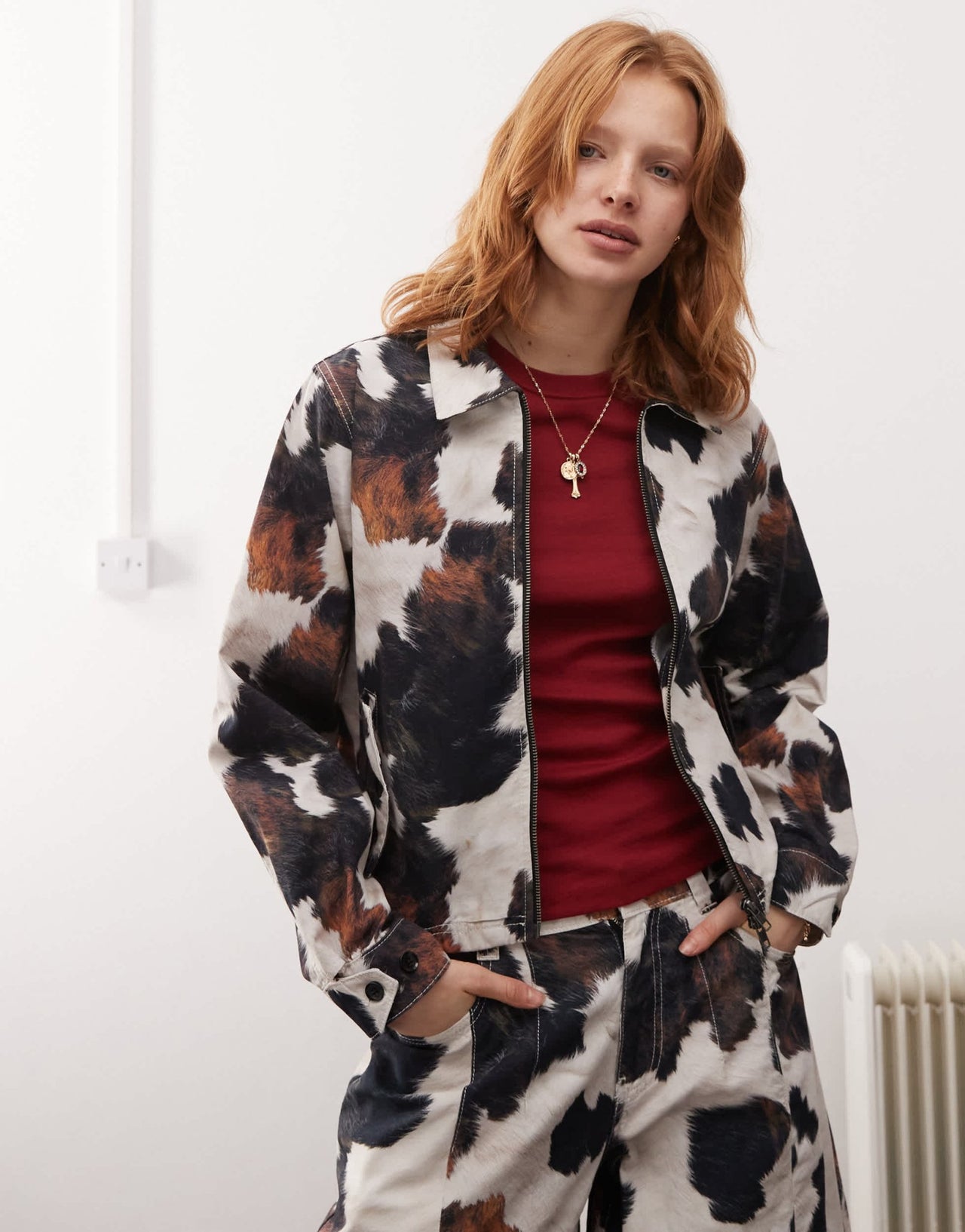 Reclaimed Vintage cow print zip up jacket co - ord - ASOS Sample Sale EU Store