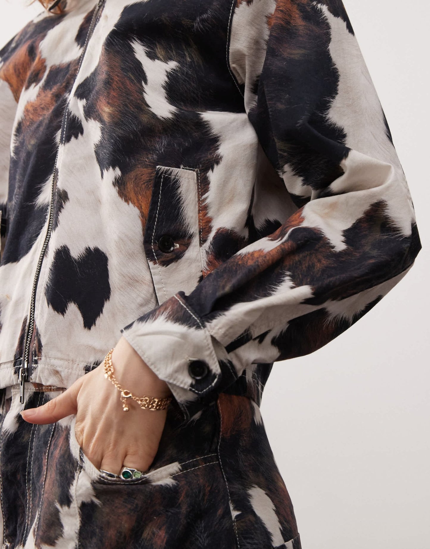 Reclaimed Vintage cow print zip up jacket co - ord - ASOS Sample Sale EU Store