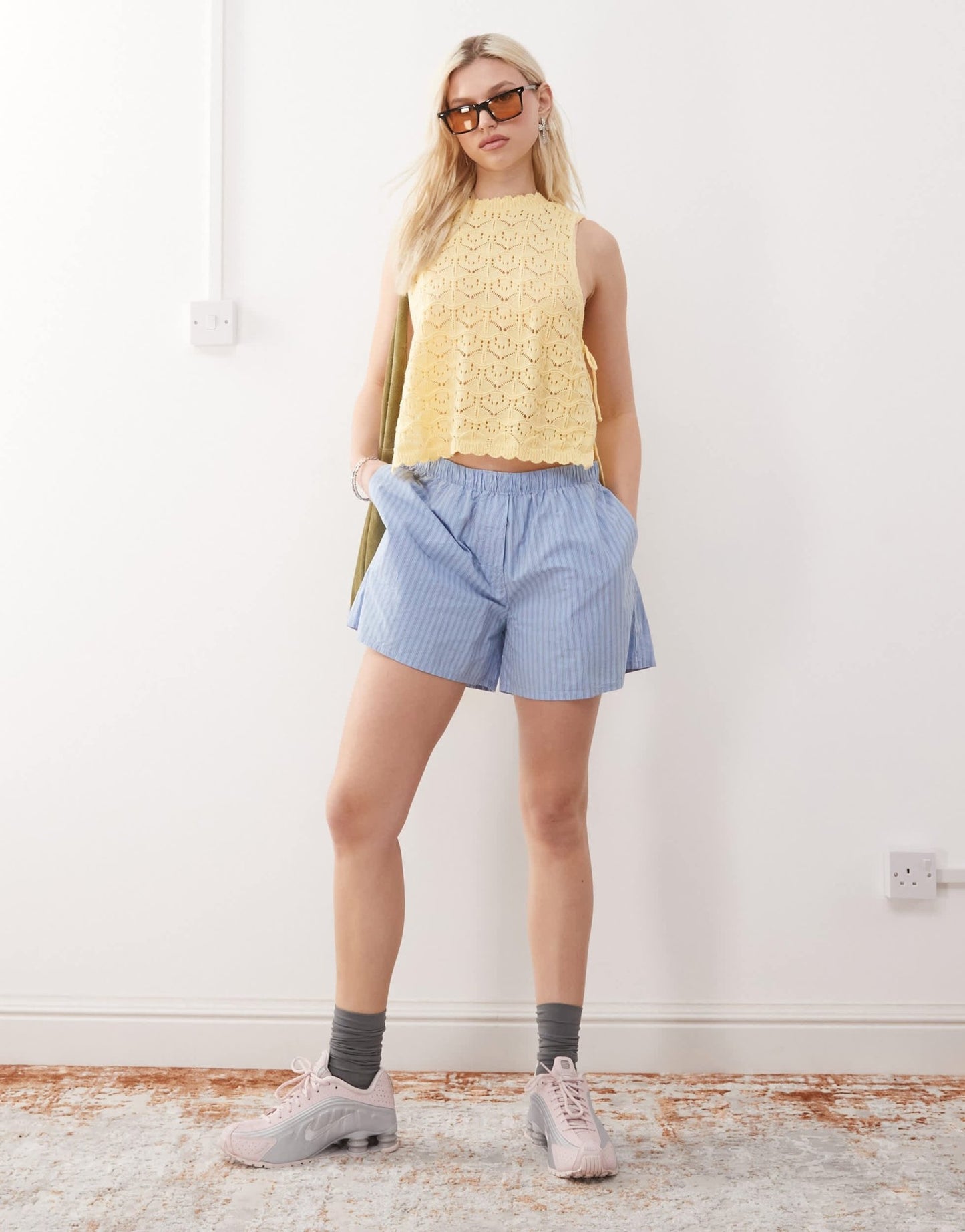 Reclaimed Vintage crochet tabard tank in buttermilk yellow - ASOS Sample Sale EU Store