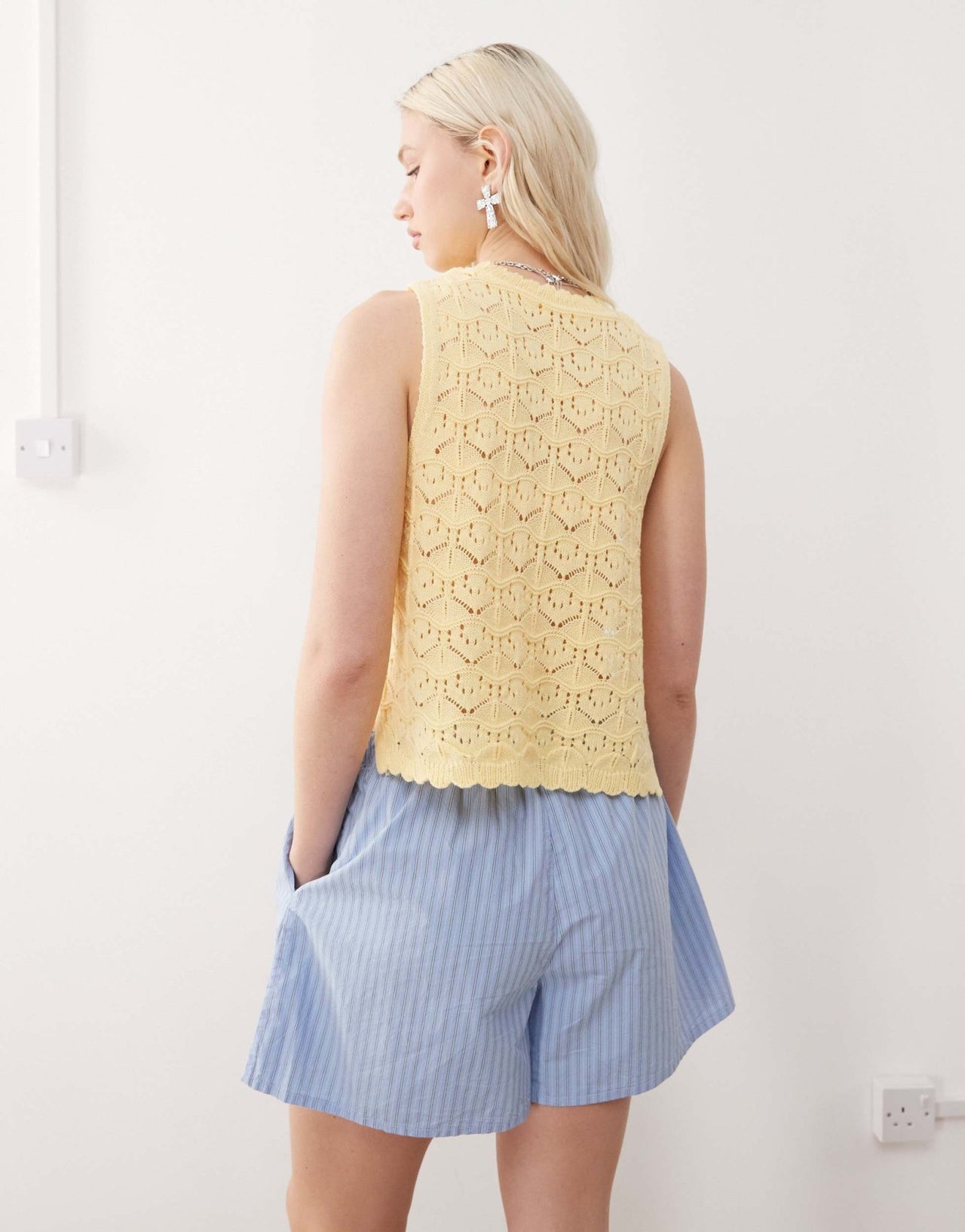Reclaimed Vintage crochet tabard tank in buttermilk yellow - ASOS Sample Sale EU Store