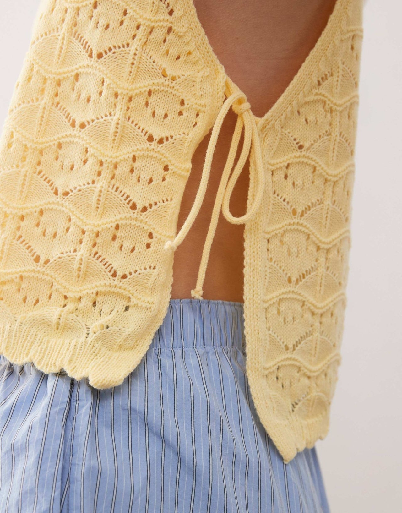 Reclaimed Vintage crochet tabard tank in buttermilk yellow - ASOS Sample Sale EU Store
