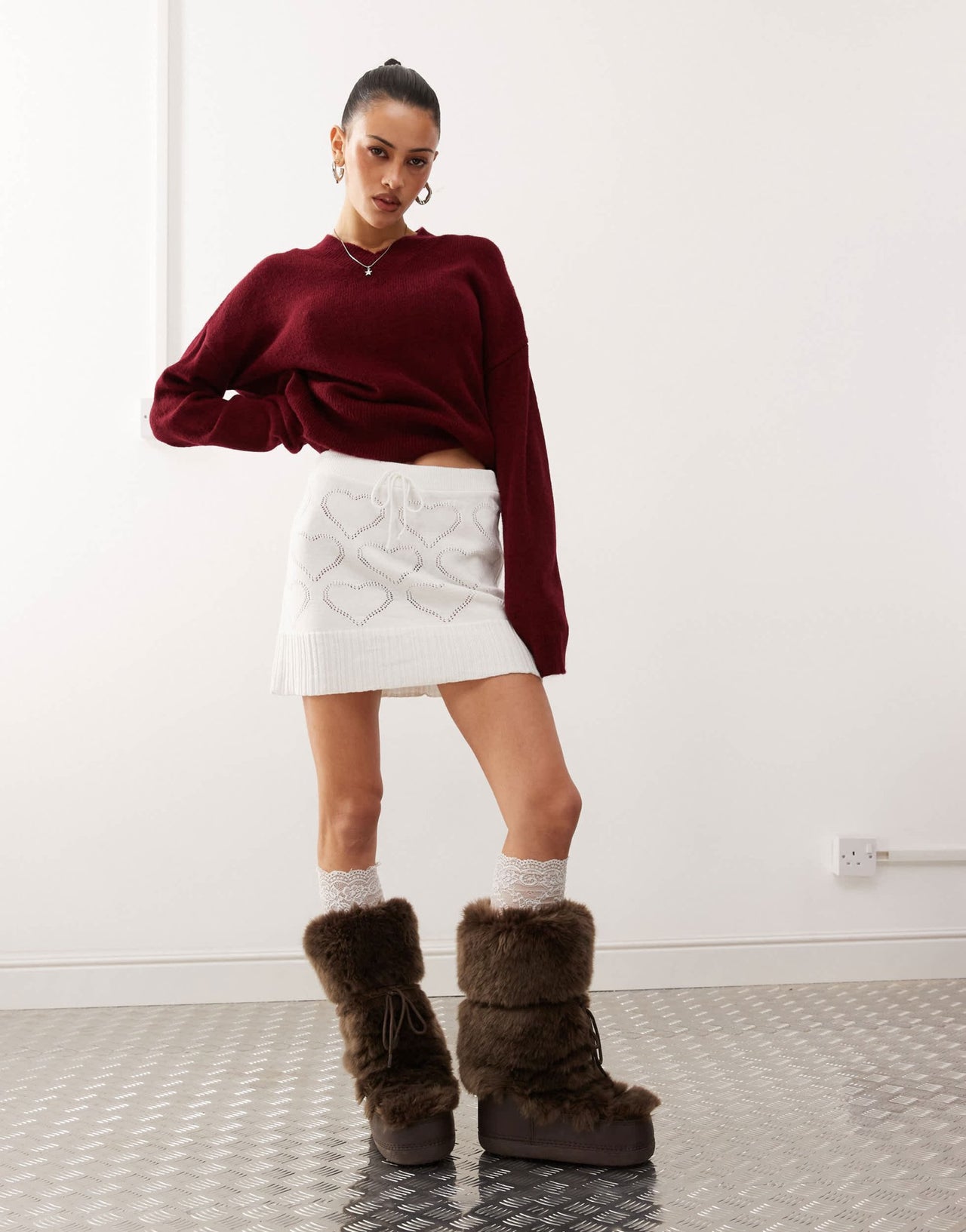 Reclaimed Vintage knitted pointelle skirt in off white - ASOS Sample Sale EU Store