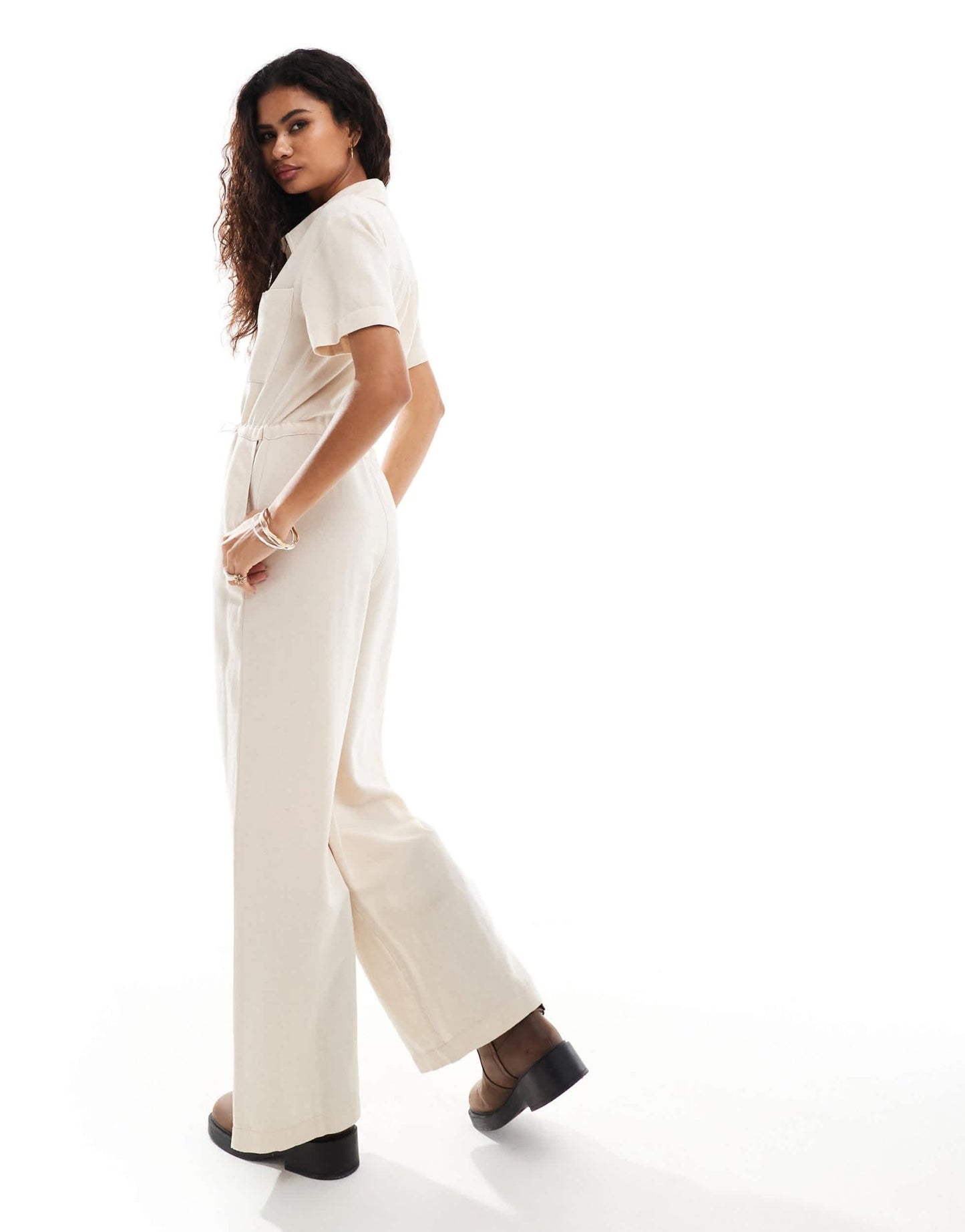 Reclaimed Vintage linen jumpsuit with drawstrings in neutral - ASOS Sample Sale EU Store