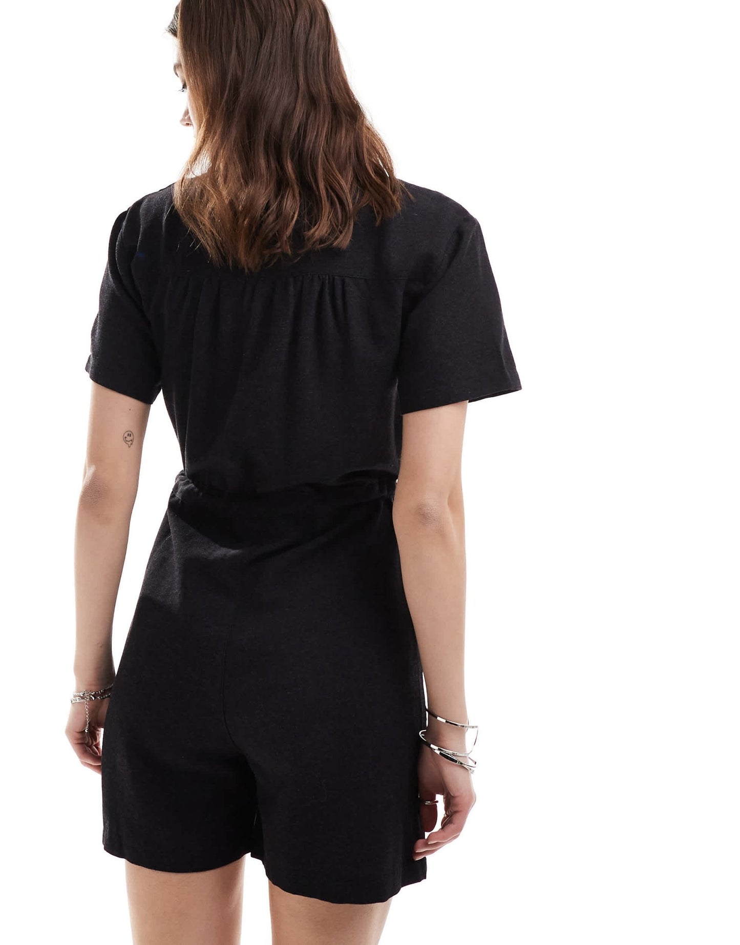 Reclaimed Vintage linen romper playsuit in black - ASOS Sample Sale EU Store
