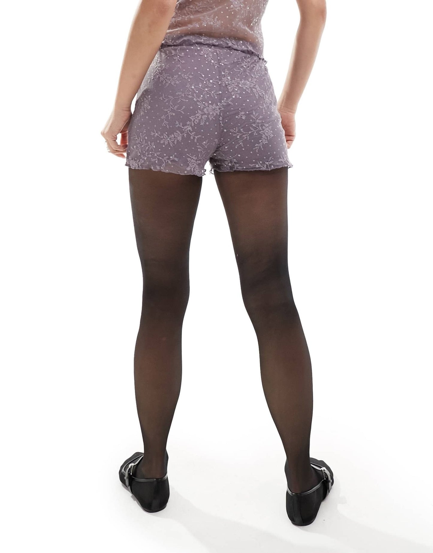 Reclaimed Vintage mini hot pant lace short with bow in purple - ASOS Sample Sale EU Store