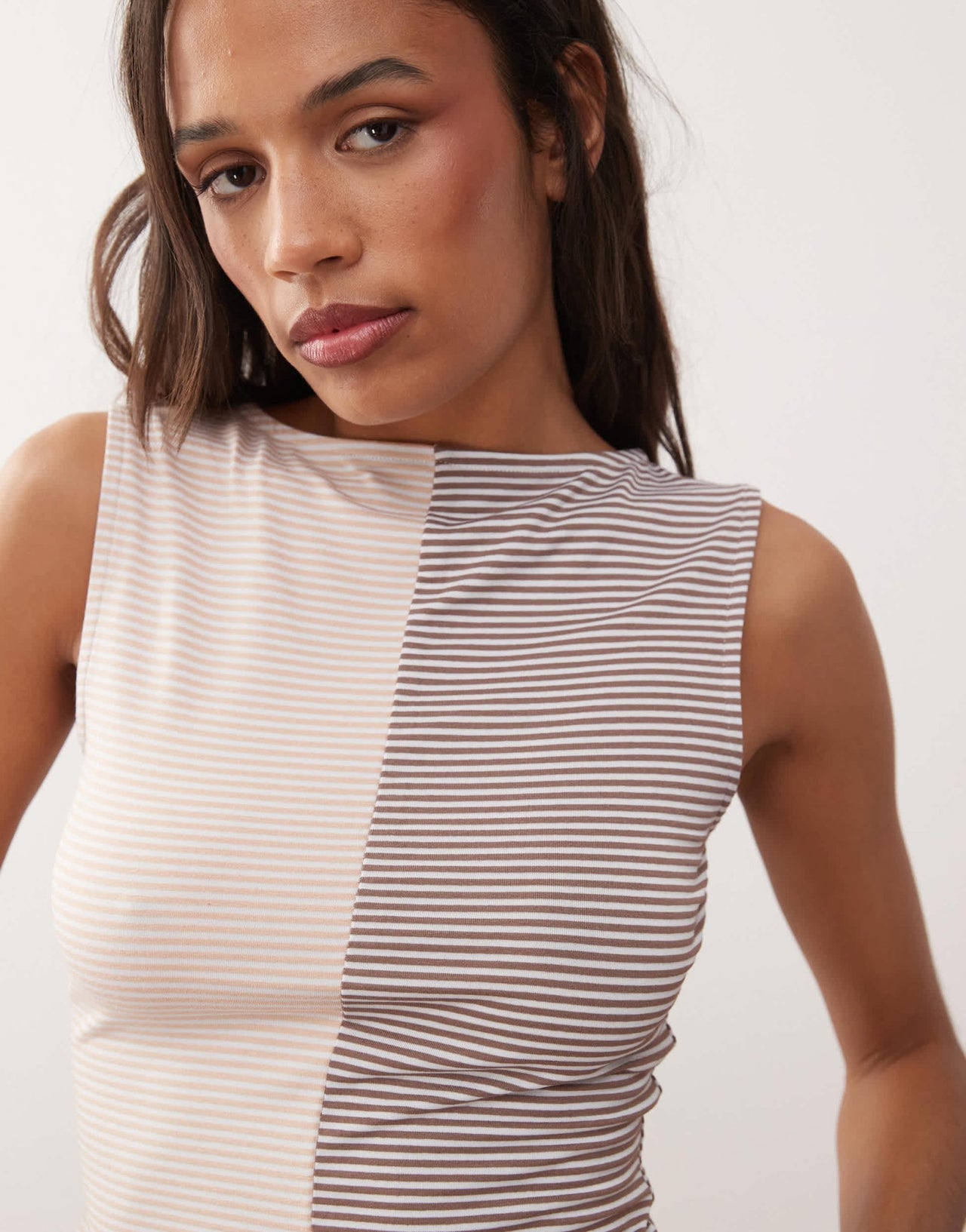 Reclaimed Vintage mixed stripe sleeveless tank in brown - ASOS Sample Sale EU Store