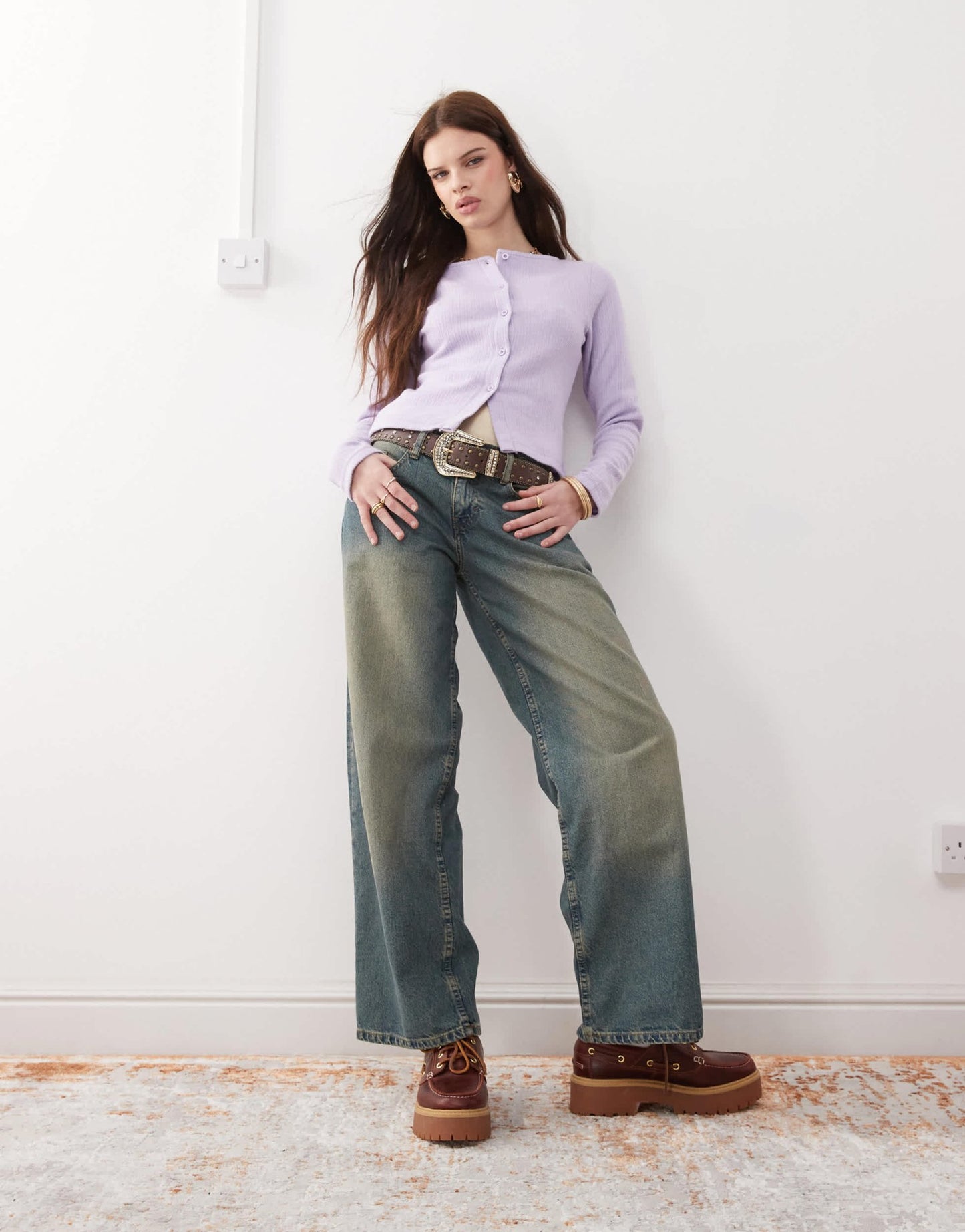 Reclaimed Vintage ribbed button through top in lilac - ASOS Sample Sale EU Store