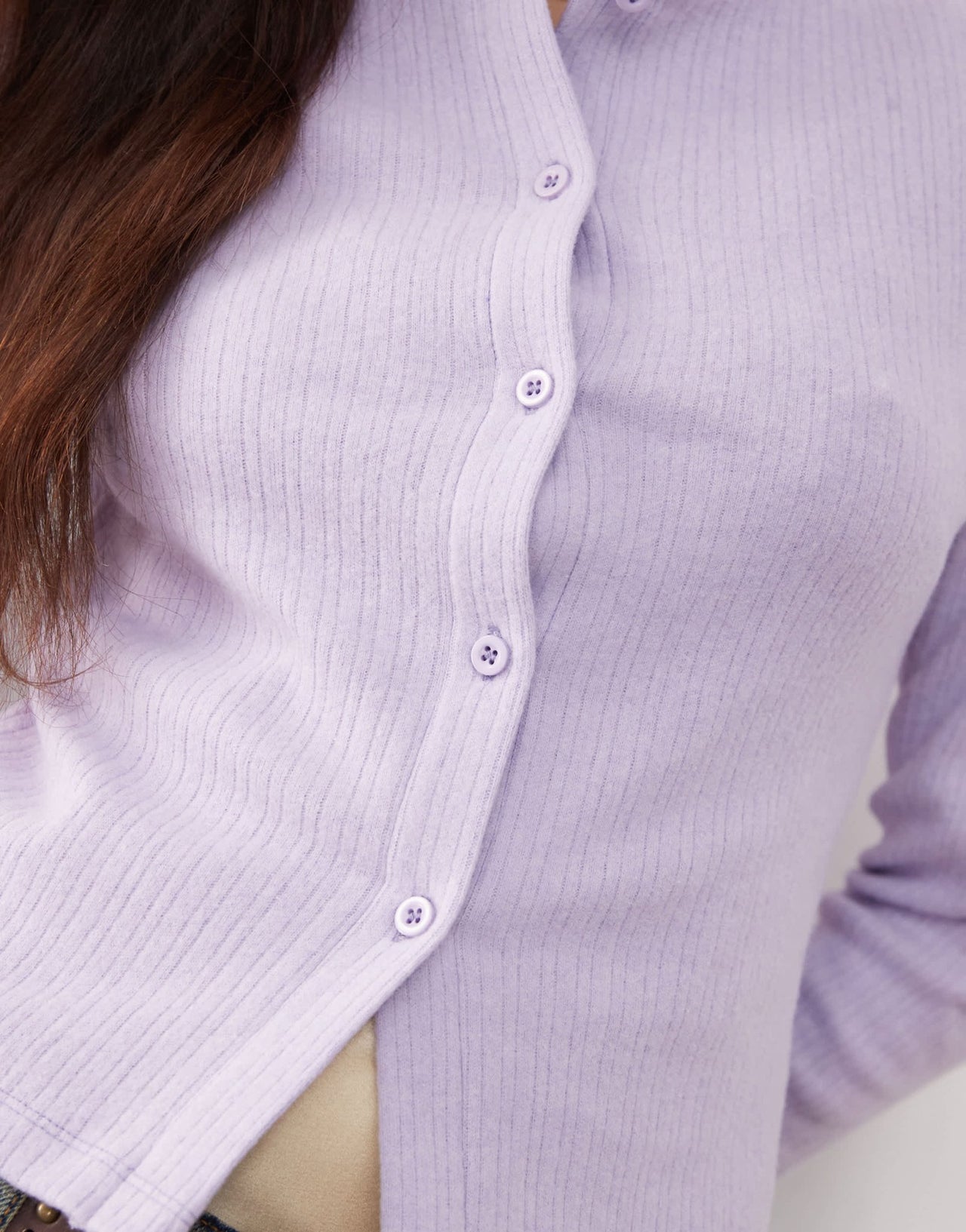 Reclaimed Vintage ribbed button through top in lilac - ASOS Sample Sale EU Store