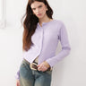 Reclaimed Vintage ribbed button through top in lilac