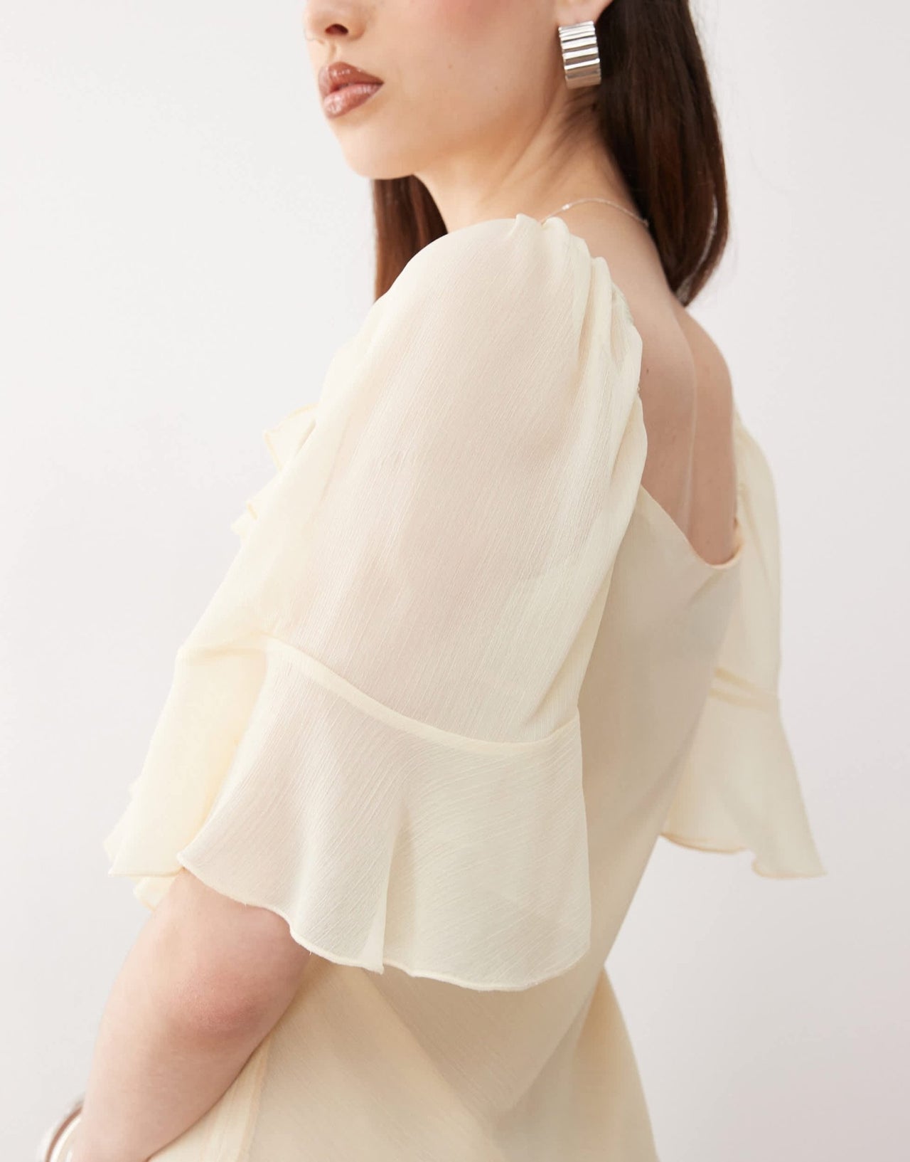 Reclaimed Vintage ruffle maxi dress in buttermilk yellow chiffon - ASOS Sample Sale EU Store