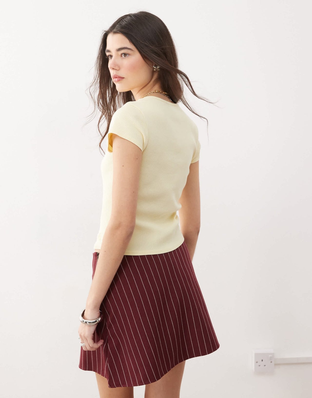 Reclaimed Vintage square neck fitted t-shirt in butter yellow - ASOS Sample Sale EU Store