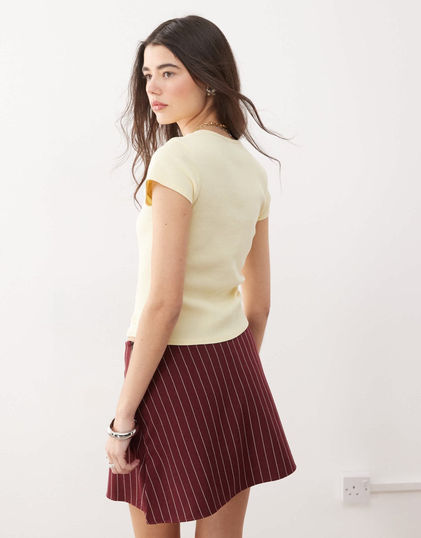 Reclaimed Vintage square neck fitted t-shirt in butter yellow - ASOS Sample Sale EU Store