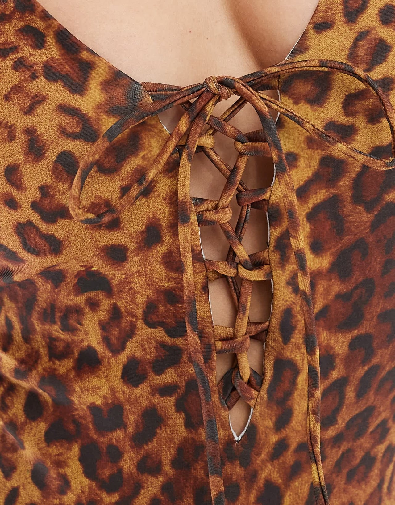 Reclaimed Vintage swimsuit with tie front in leopard print - ASOS Sample Sale EU Store